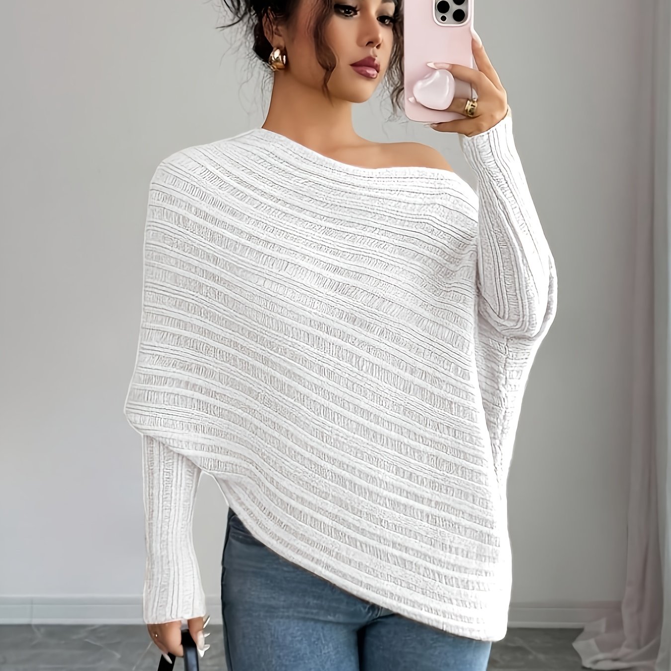 TEMU Pull-over de plage élégant à épaules dénudées et en sergé pour femme, printemps/été