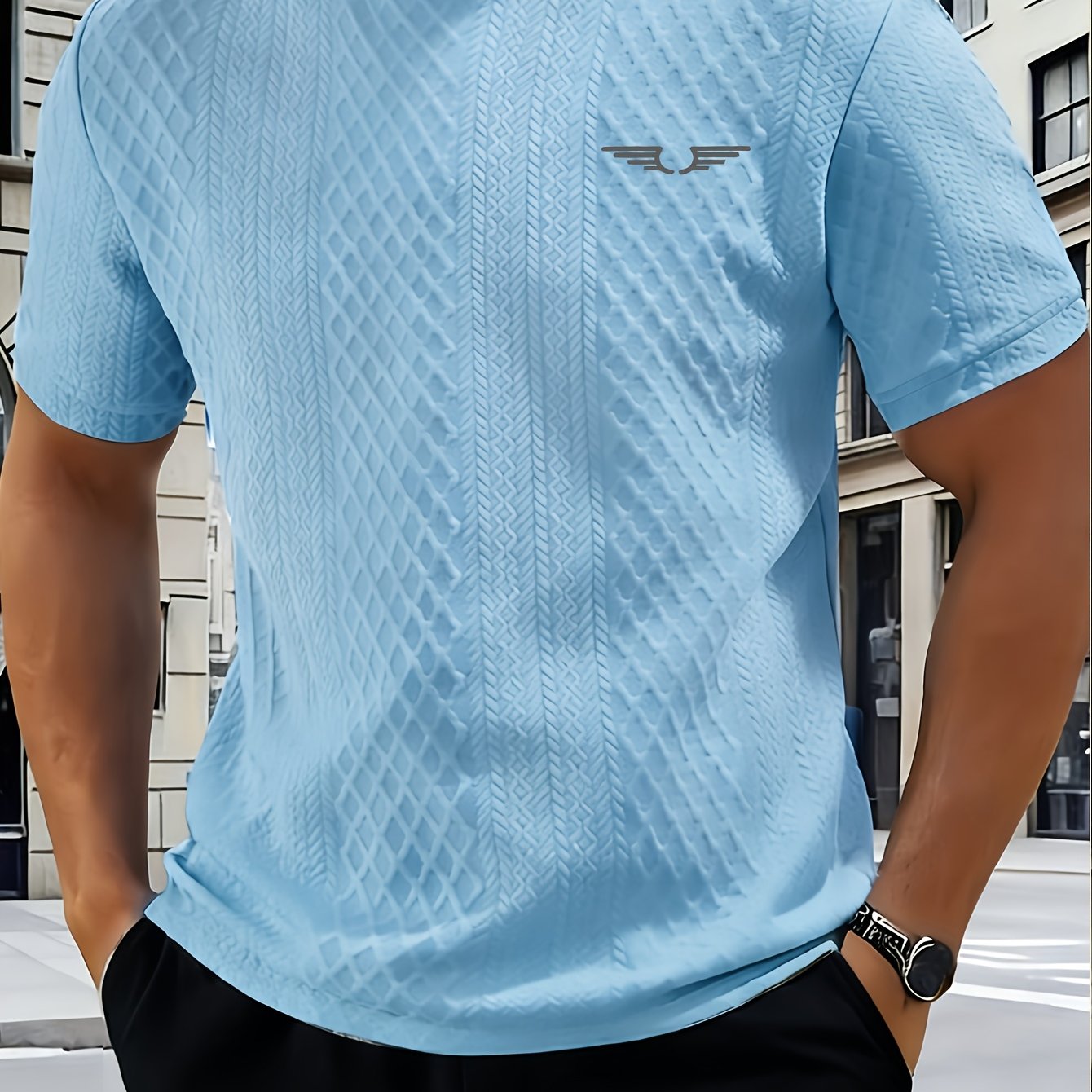 TEMU Fashionable And Simple Casual Short-sleeve T-shirt For Daily Commuting And Shopping, A Comfortable And Breathable Top For Men