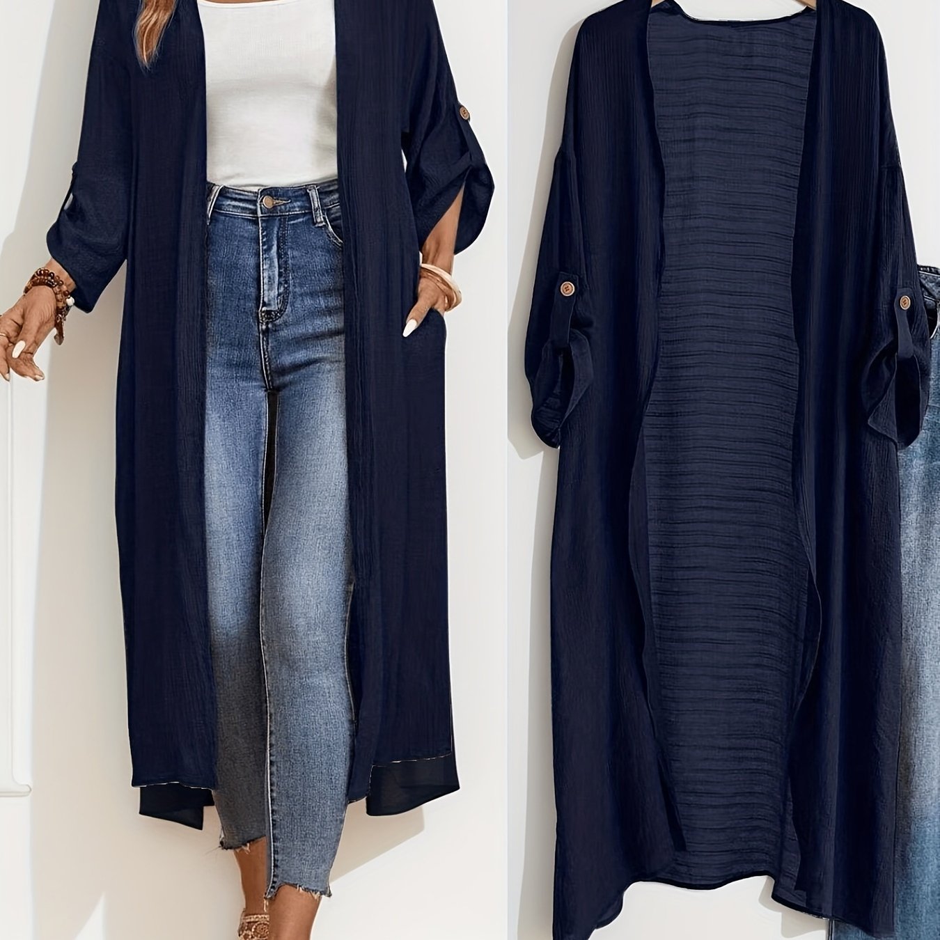 TEMU Women's Fashionable Lightweight Long Cardigan, Loose Fit Casual And Versatile