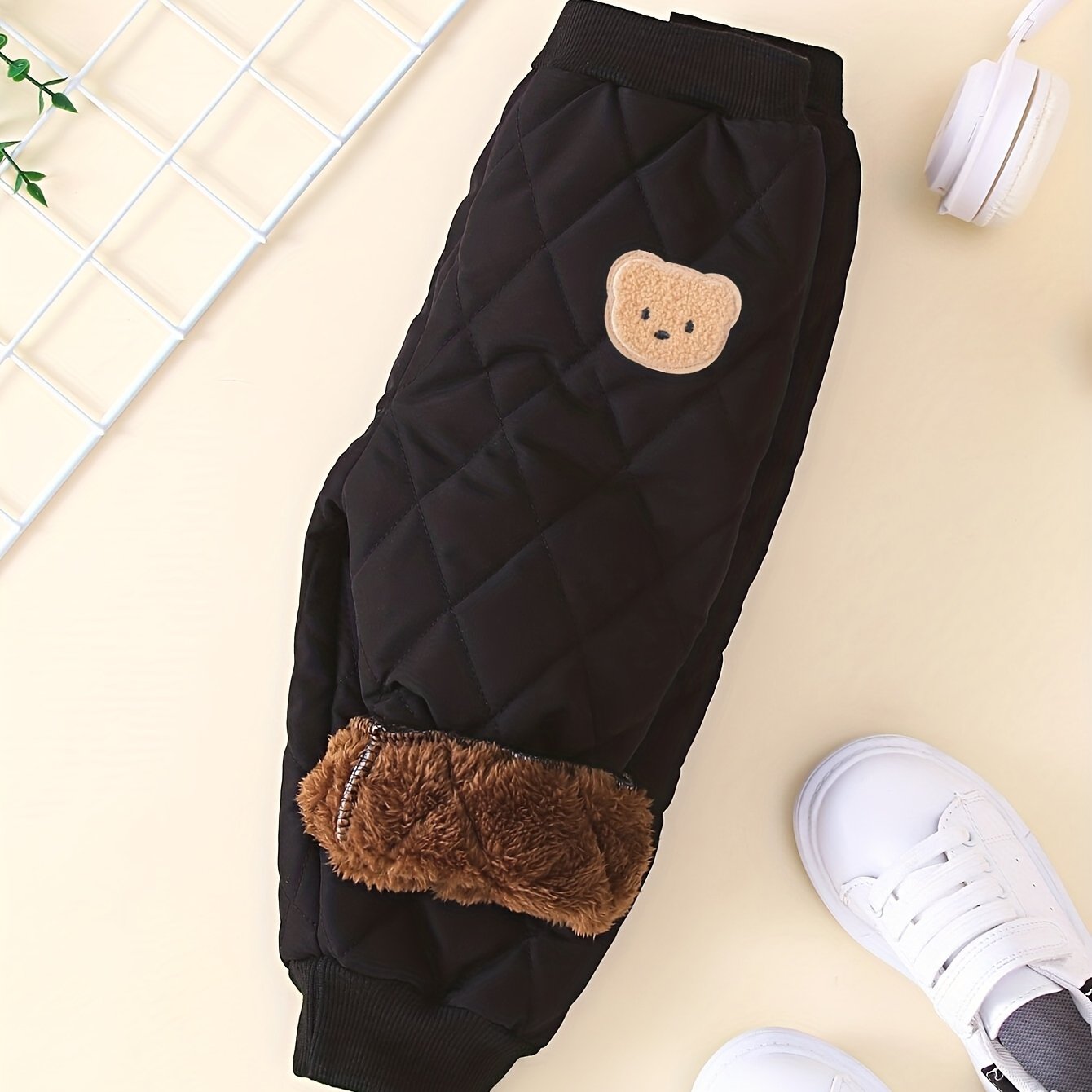 Baby Pants, 3-layer Fleece Thickened Long Trousers, Suitable For Autumn And , Casual Outing, For Outdoor