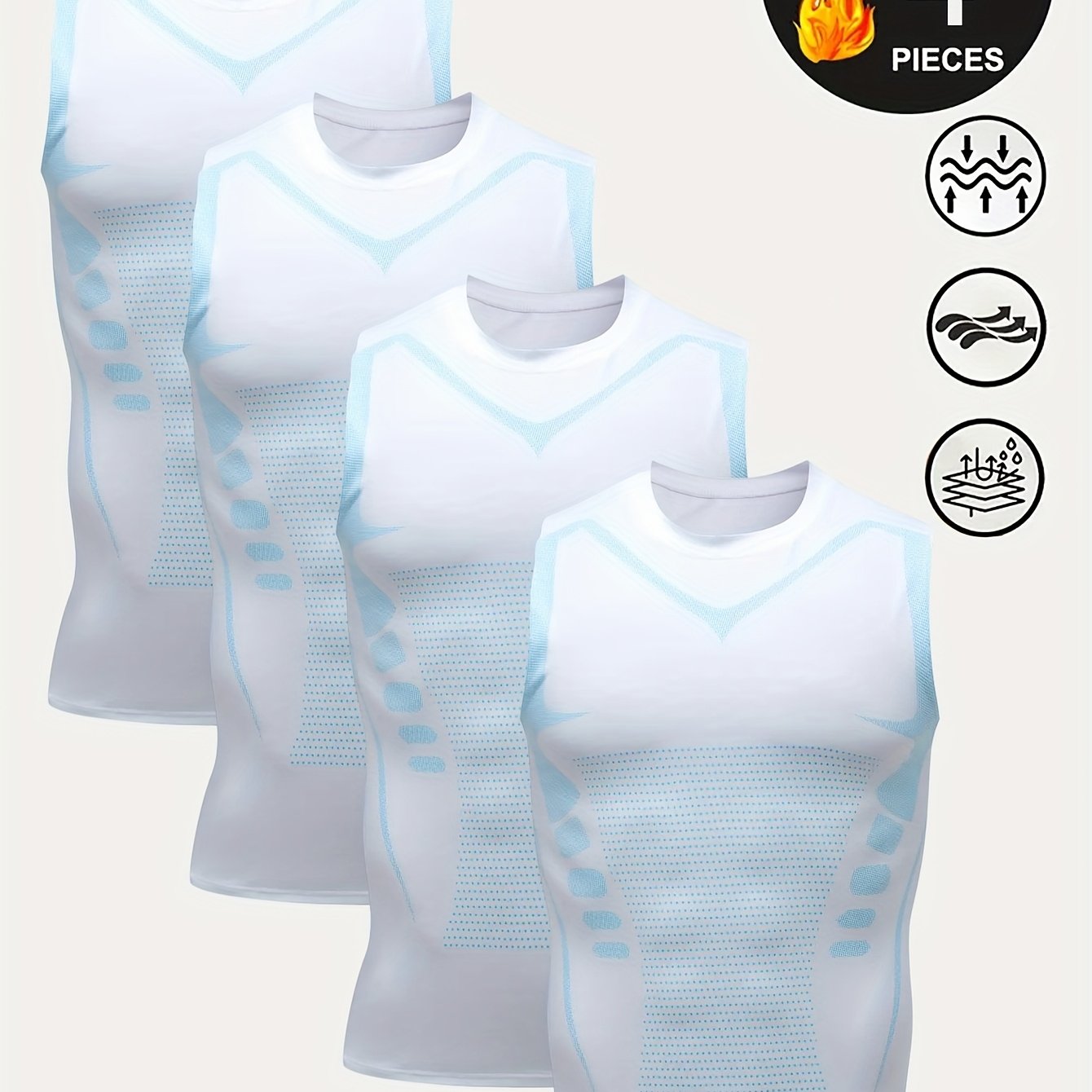 TEMU 4pcs Set. Men's Sports Vest. Base Layer Compression Fitness Training Quick-drying Breathable Sleeveless Shirt. Suitable For Basketball And