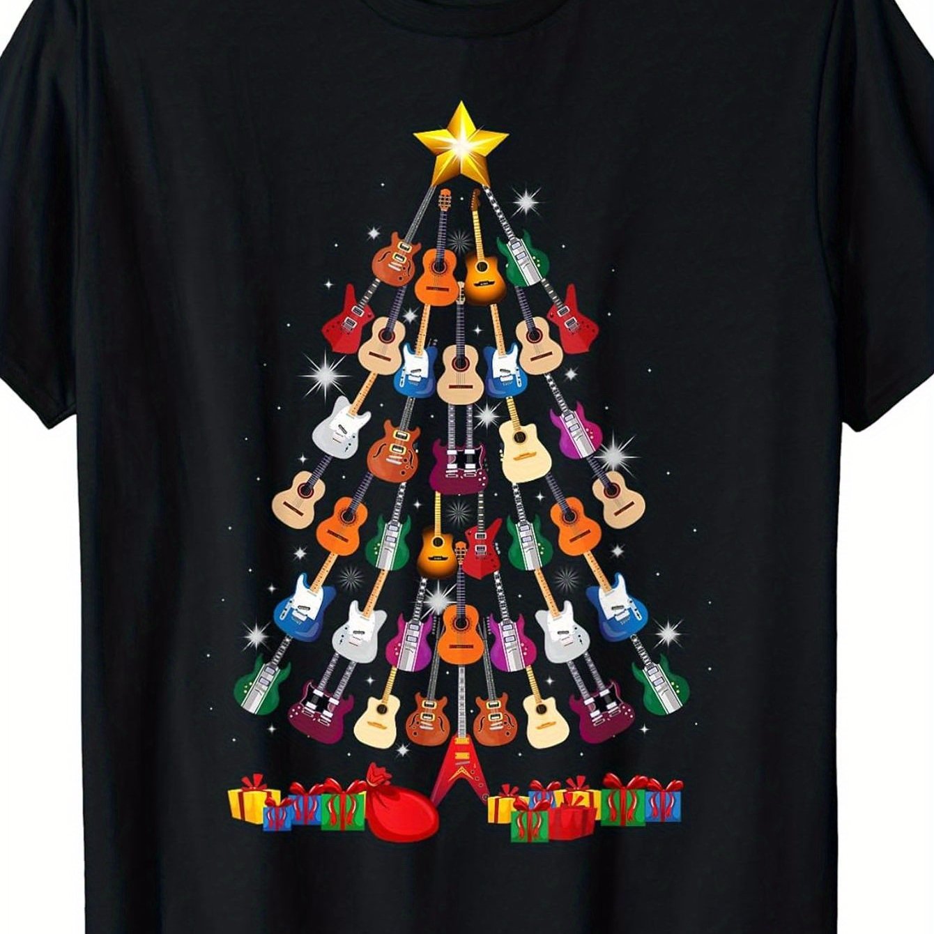 TEMU Humorous T-shirt For Guitarists Featuring A Christmas - Perfect Merry Christmas Gift