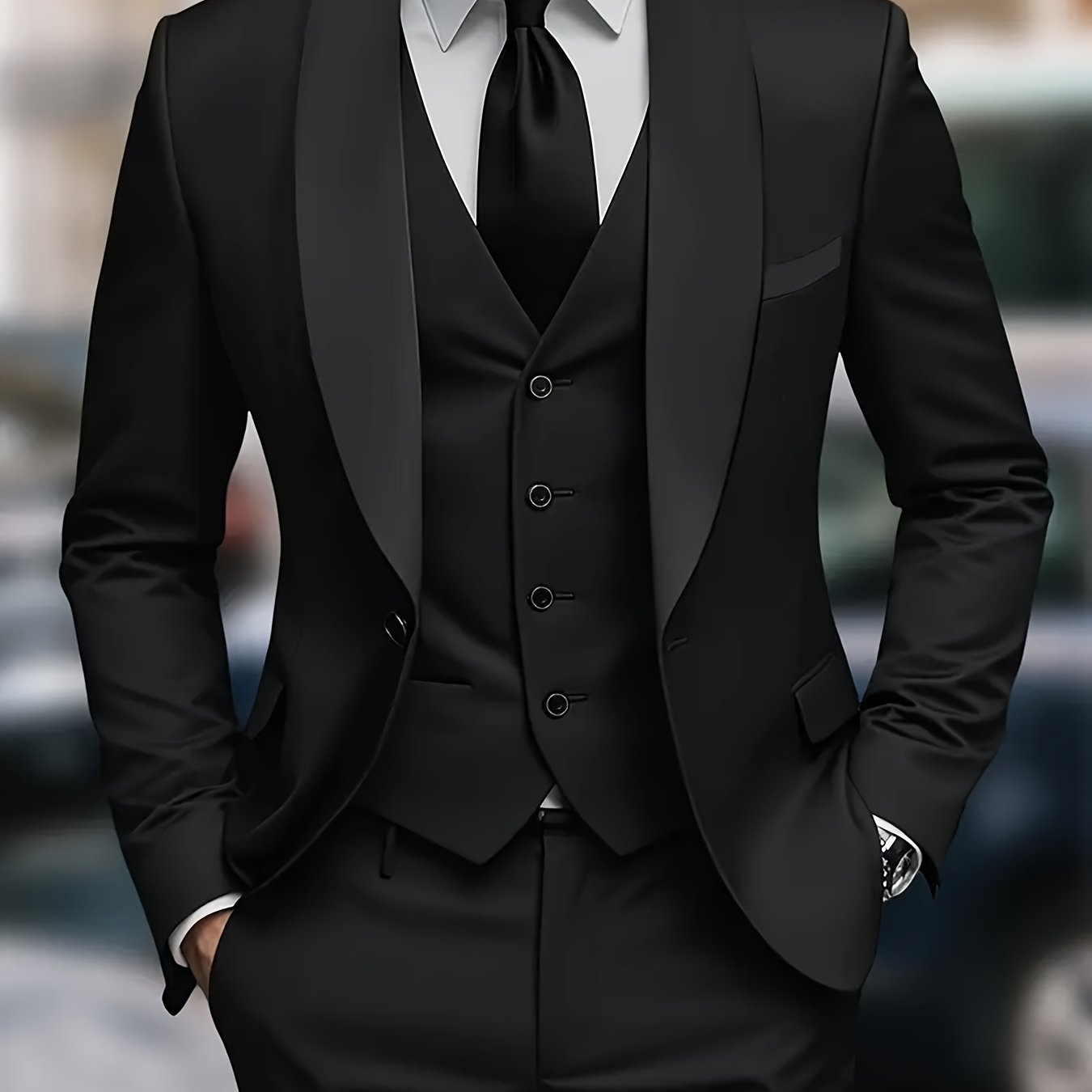 TEMU Ensemble Costume Pièces pour Homme avec Col à Motif Fruits Verts, Taille Grande , Pantalon de Costume, Cravate Formelle, Gilet, Tenue d'Uniforme
