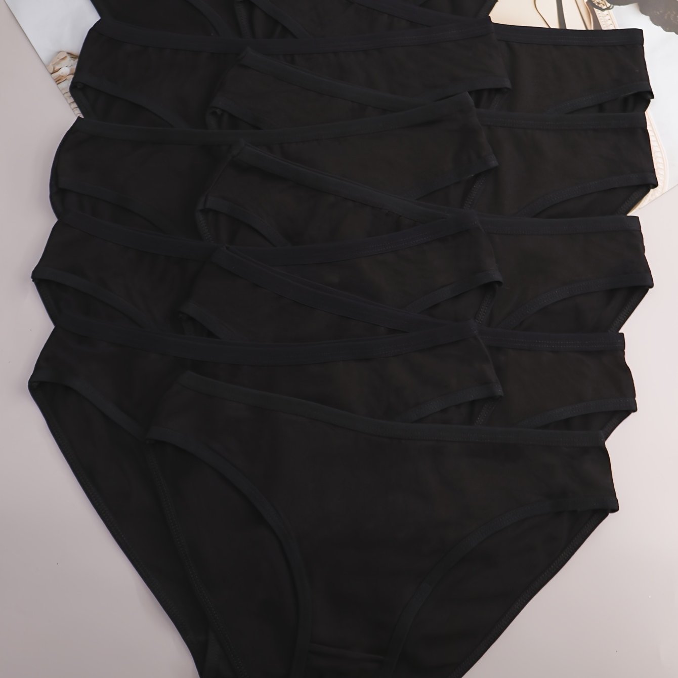 Image of 10pcs Women's Black Minimalist Seamless High-elasticity Skin-friendly Nude No-mark 's Briefs