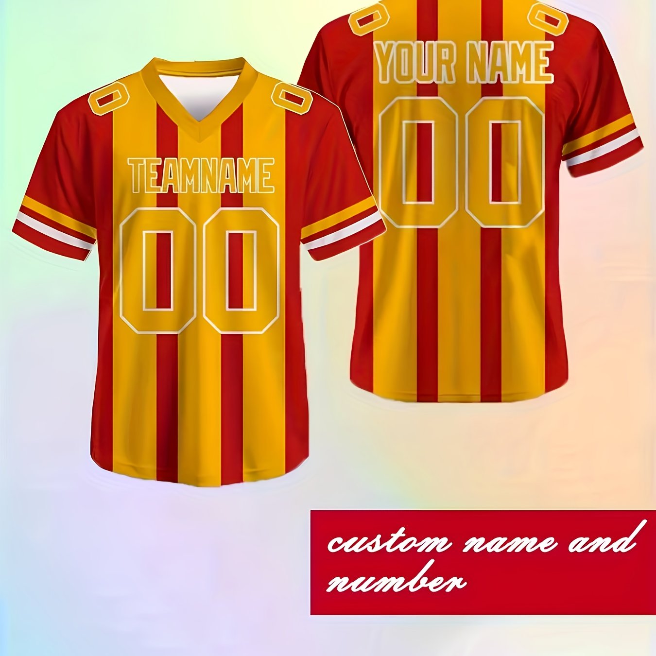 TEMU Maillot de Football Personnalisé avec Nom et Numéro - Équipe et Personnalisés - Idéal pour Football, Entraînement, Course, Tenue Décontractée -