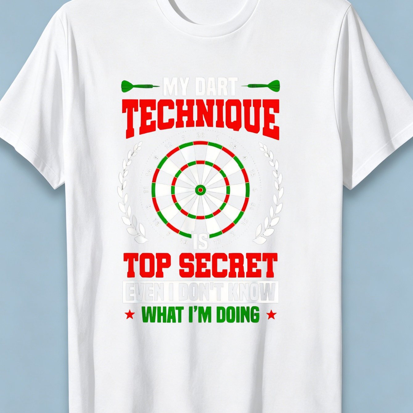 TEMU Funny For Darts Humor T-shirt - My For Dart Technique Is 't What I'm Doing Graphic Tee For Men Women, Crew Neck Short Sleeve Casual Shirt, Cool