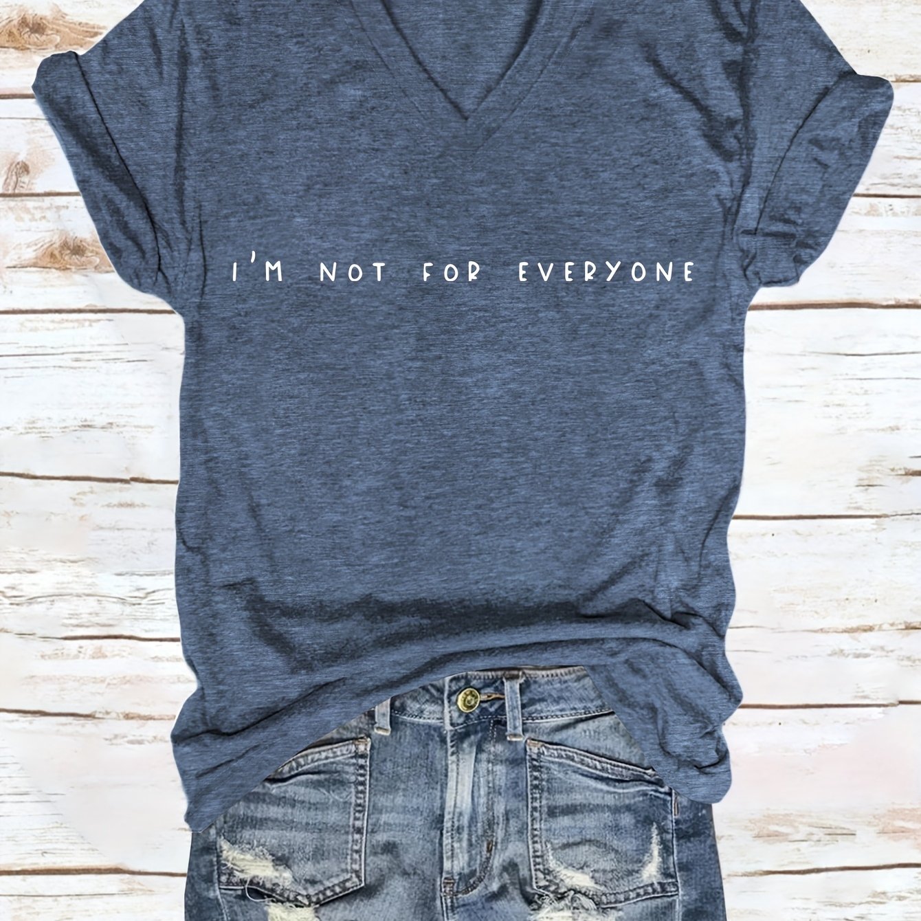 TEMU For Everyone, New Loose-fitting Women's V-neck Short Sleeves In A