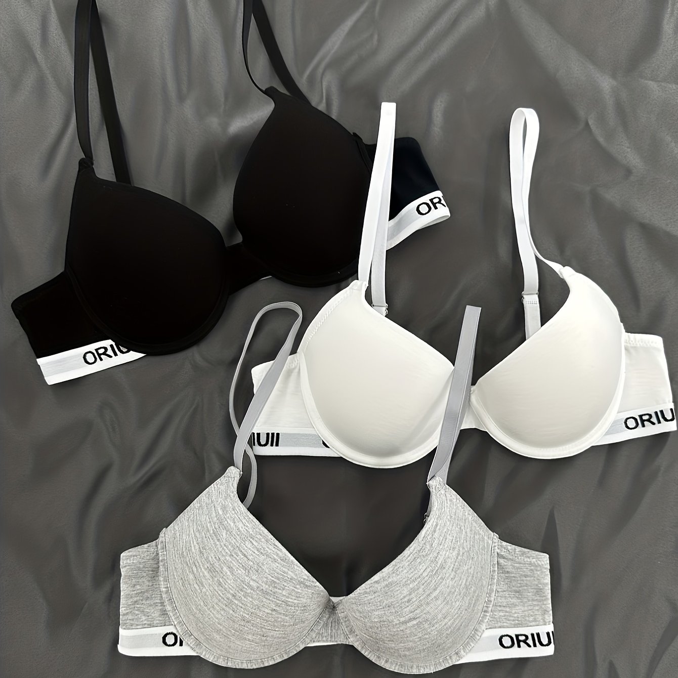 3pcs Set Women's Bra Straps Casual Underwire Bra Underwear Multi-piece Set Combination Bra