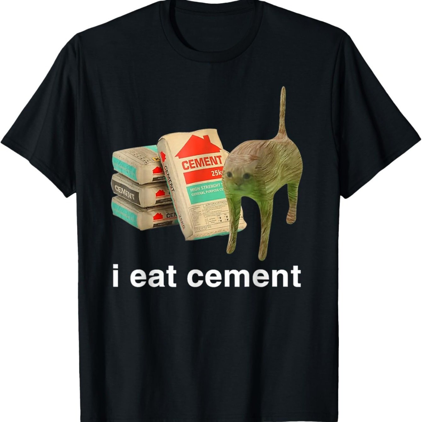 TEMU Cement Cursed Cat Funny Specific T-shirt180g