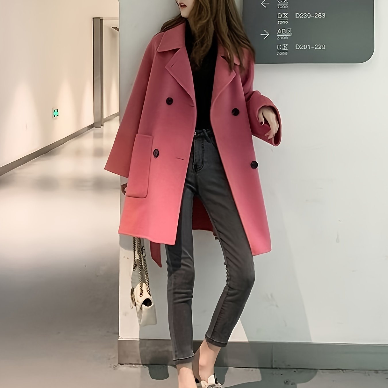 TEMU 2024 Autumn And Winter New Fashionable Casual Trend Coat Women's Korean Version Medium Long Loose Jacket