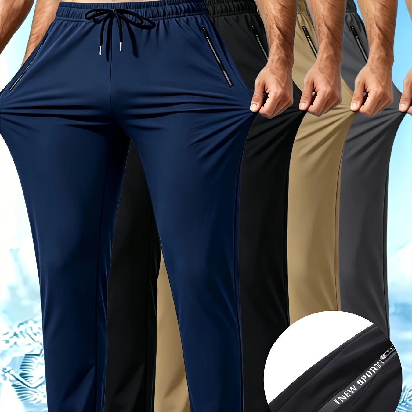 TEMU 4pcs Men's Summer Sports Pants, -like Fabric, Breathable And Quick-drying, Versatile And Slimming, Ideal For Fitness And Work, To Stuffy, Legs