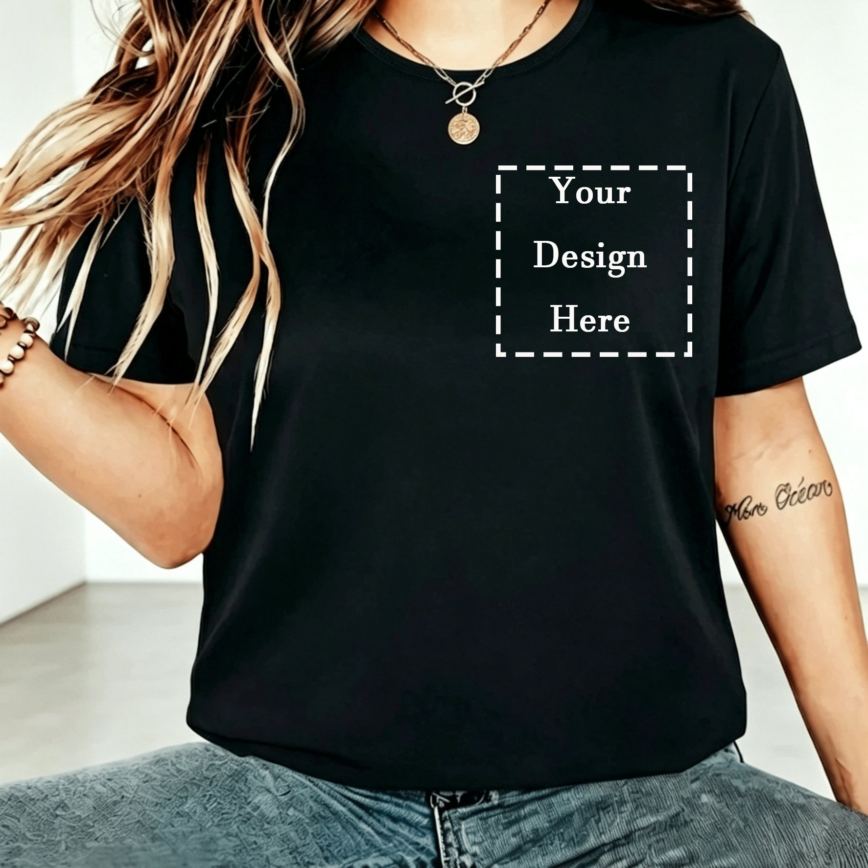TEMU High End Custom Round Neck T-shirt - Personalized Logo/text, Geometric Pattern, Machine Washable, Comfortable, Team Building, Company Events And