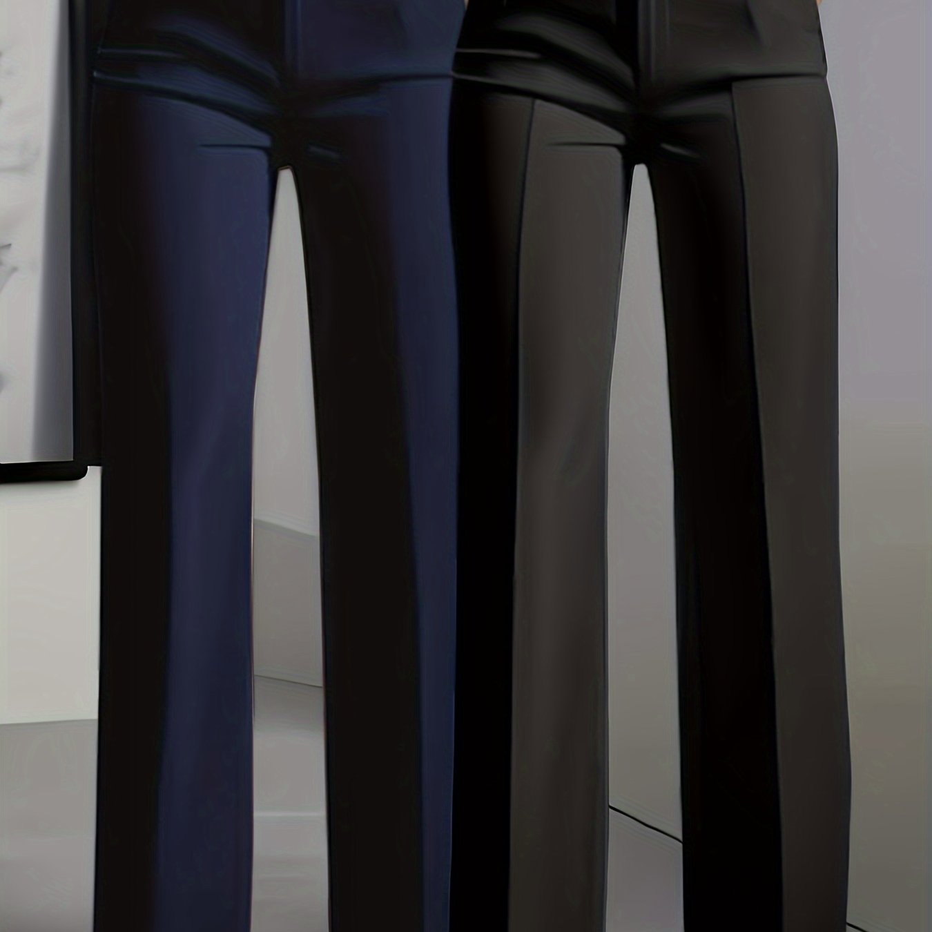 TEMU Women's Elegant Solid Color Slant Pocket Straight Leg Pants 2pcs