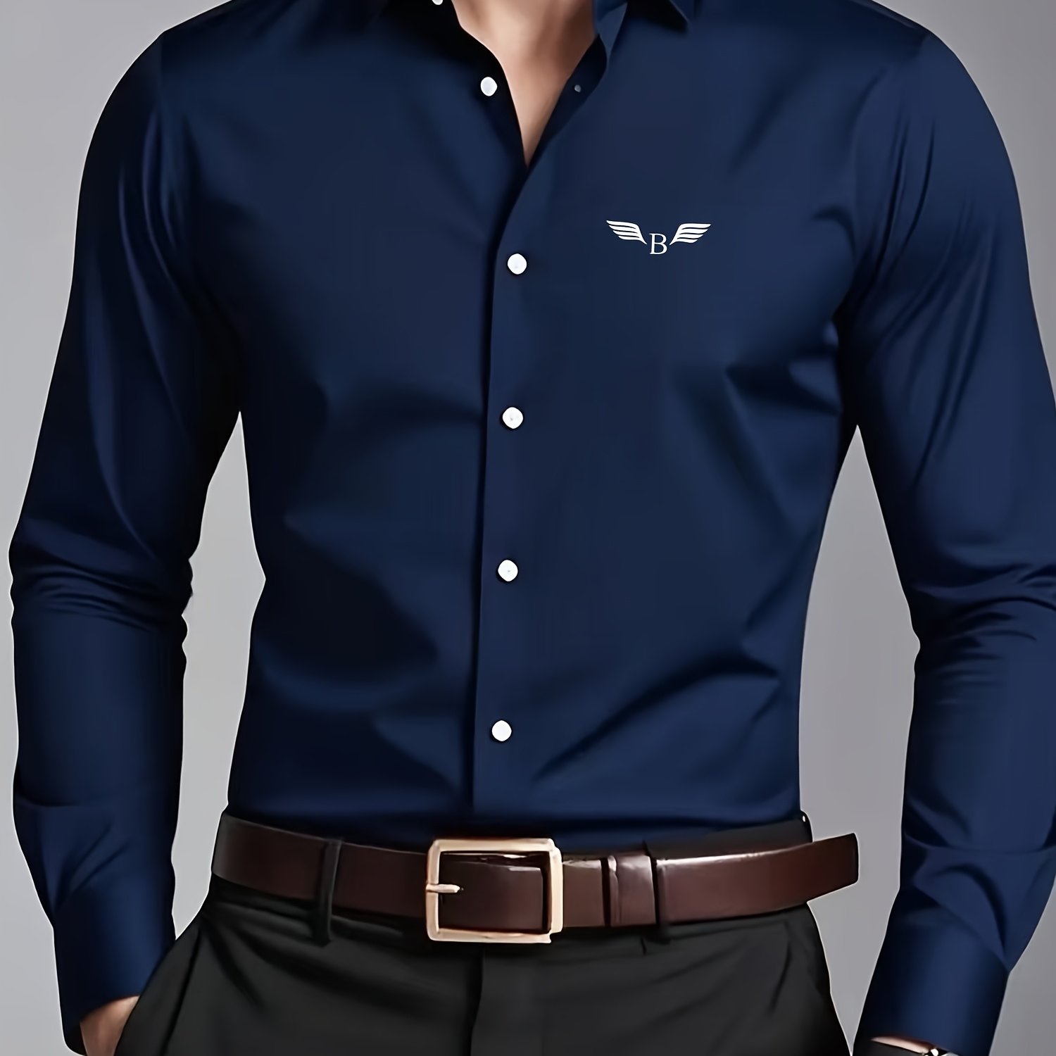 TEMU Men's Casual Printed Shirt, Versatile Loose-fit Long-sleeve Shirt For Spring And Autumn