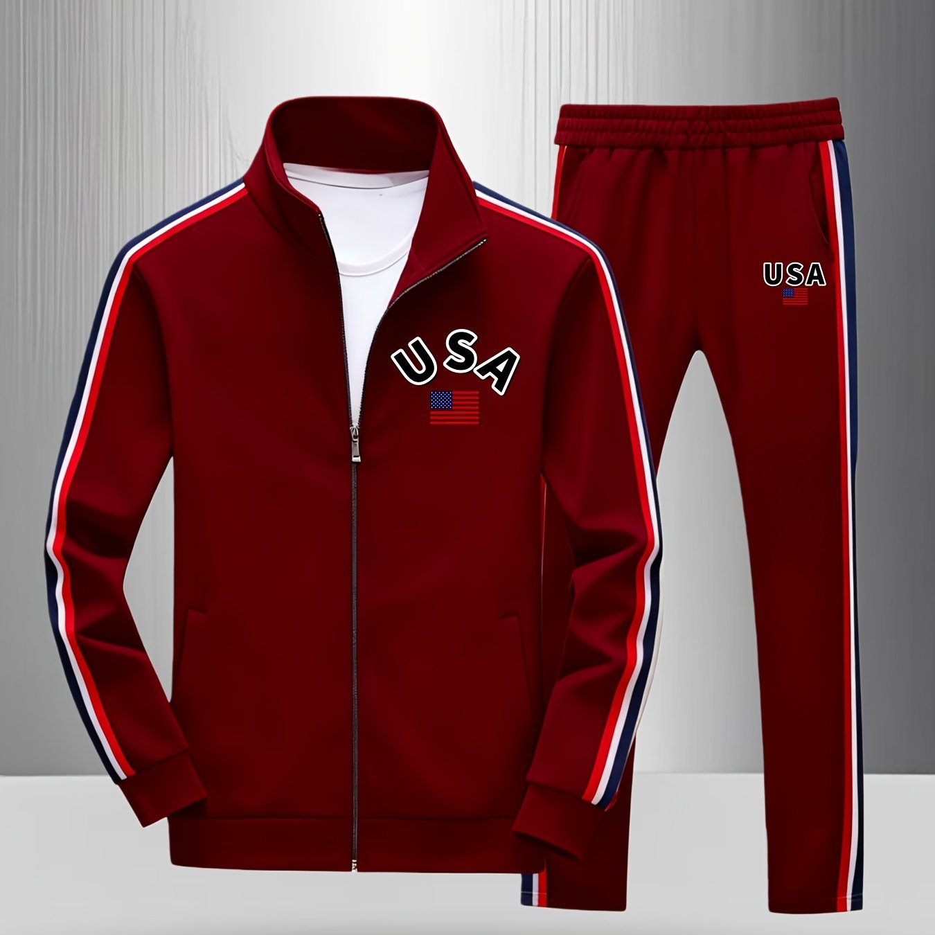 Image of 2pcs Set! 2026 New Casual And Stylish Sports Jacket And Trousers Set. Unisex, Fashionable And Versatile, Suitable For . Valentine's Day Gift.