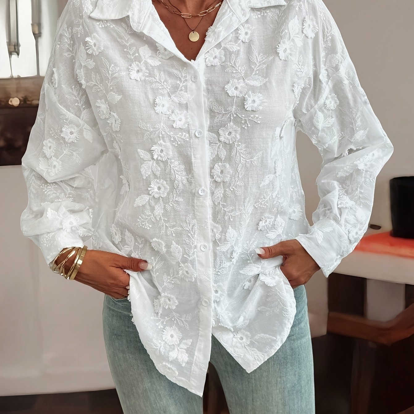 TEMU Women's 3d Elegant Shirt, Perfect For Summer Commuting And Dates