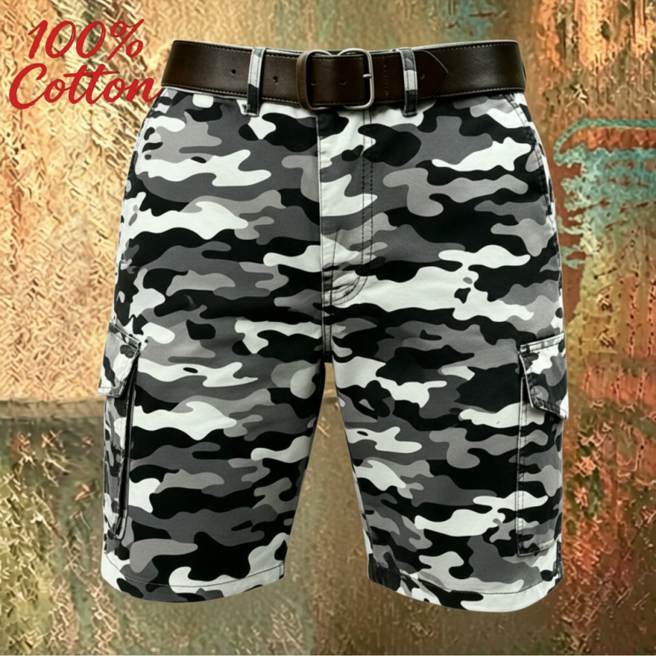 Men's 3d Printed Workwear Shorts - Y2k Retro Multi-pocket Beltless Shorts Suitable For Streetwear, Gym & Outdoor, Regular Fit Casual Summer Shorts With Beltless (no Belt Required)