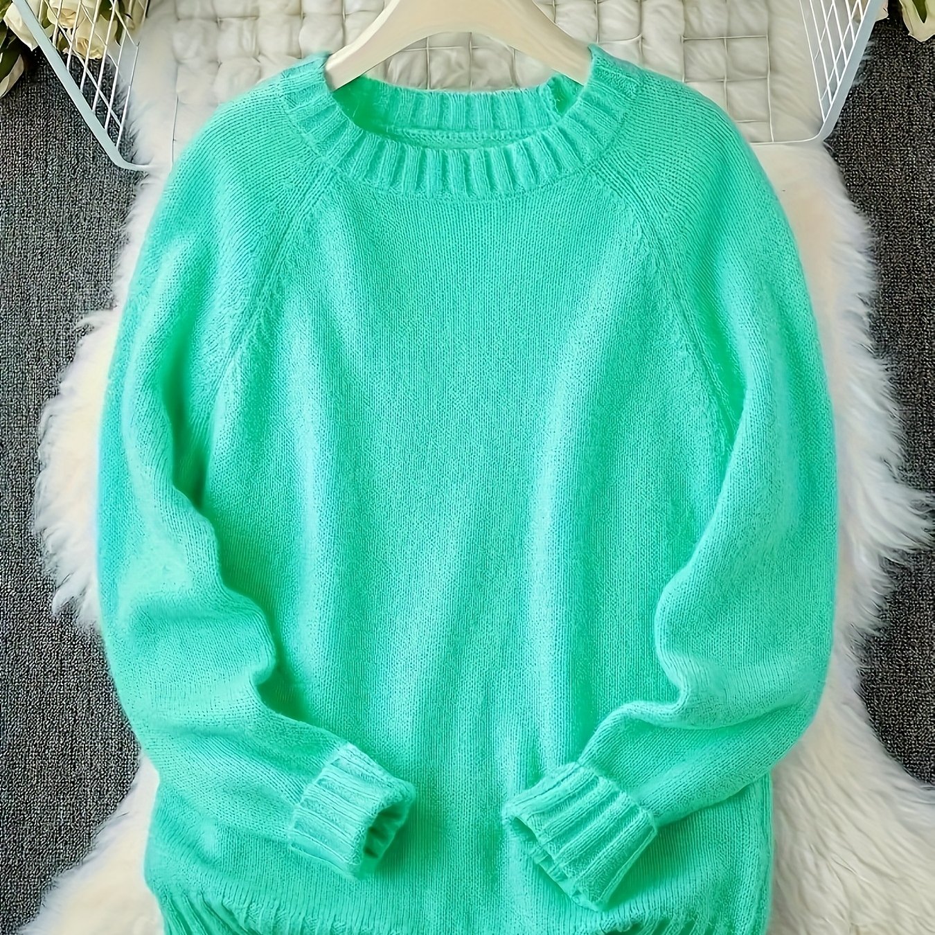 Image of Plus Size, Plus Size Women's Elegant Oversized Sweater - Soft Round Neck Long Sleeve , Cozy Sweater For Fall & Winter, Hand Washable Warm Sweater ( Clean), Casual & Formal Wear (curvy-friendly)