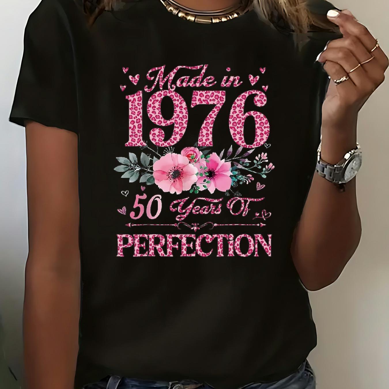 TEMU Short-sleeved Casual Tops Lh260105 (17), Machine Washable, Graphic Tee Round Neck Spring Summer And Autumn - Women's Fashionable Clothing For