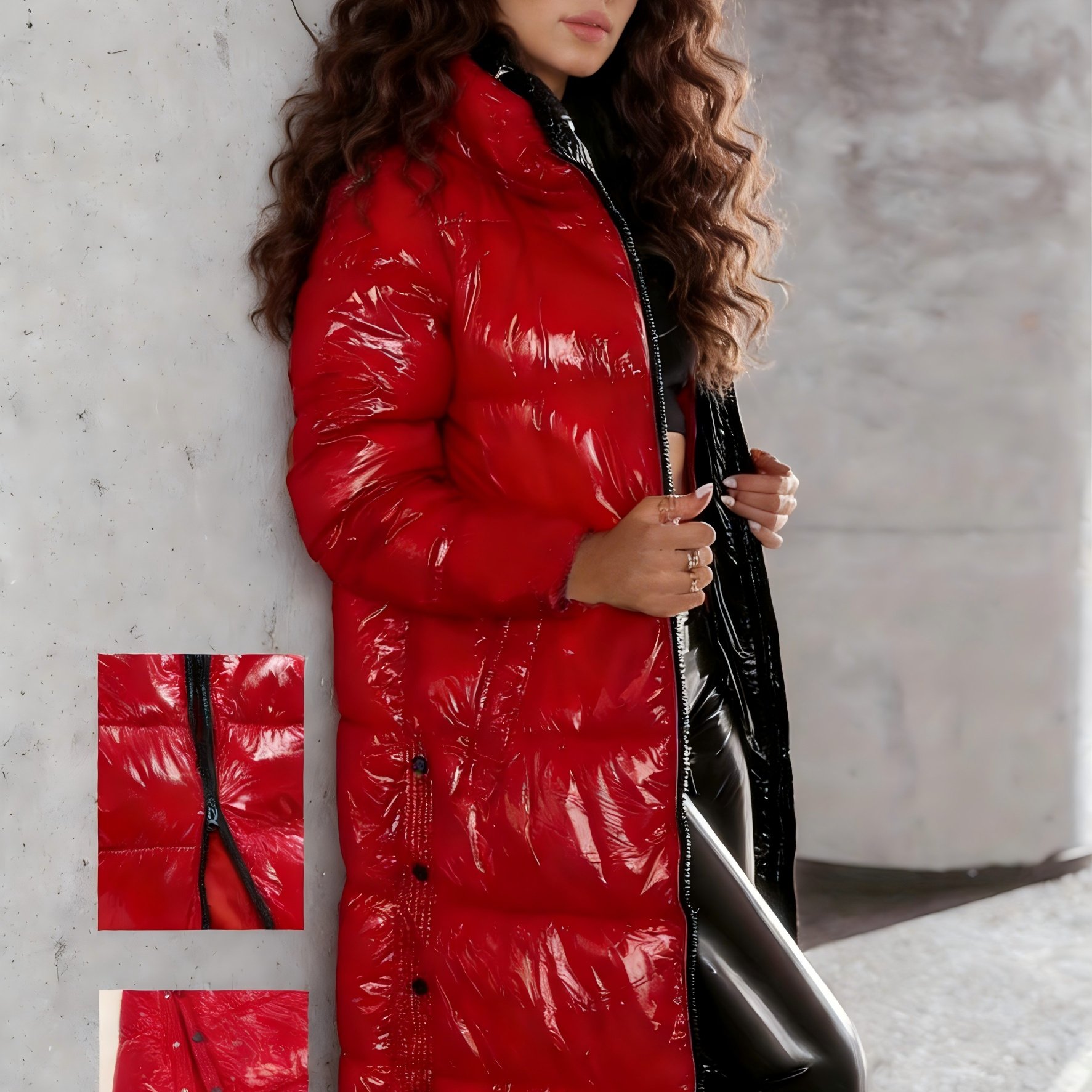 TEMU Women's Long Sleeve Winter Coat With Shiny Side Slit Buttons, Thickened And Warm, Suitable For Outdoor Travel, Commuting, And Gatherings.
