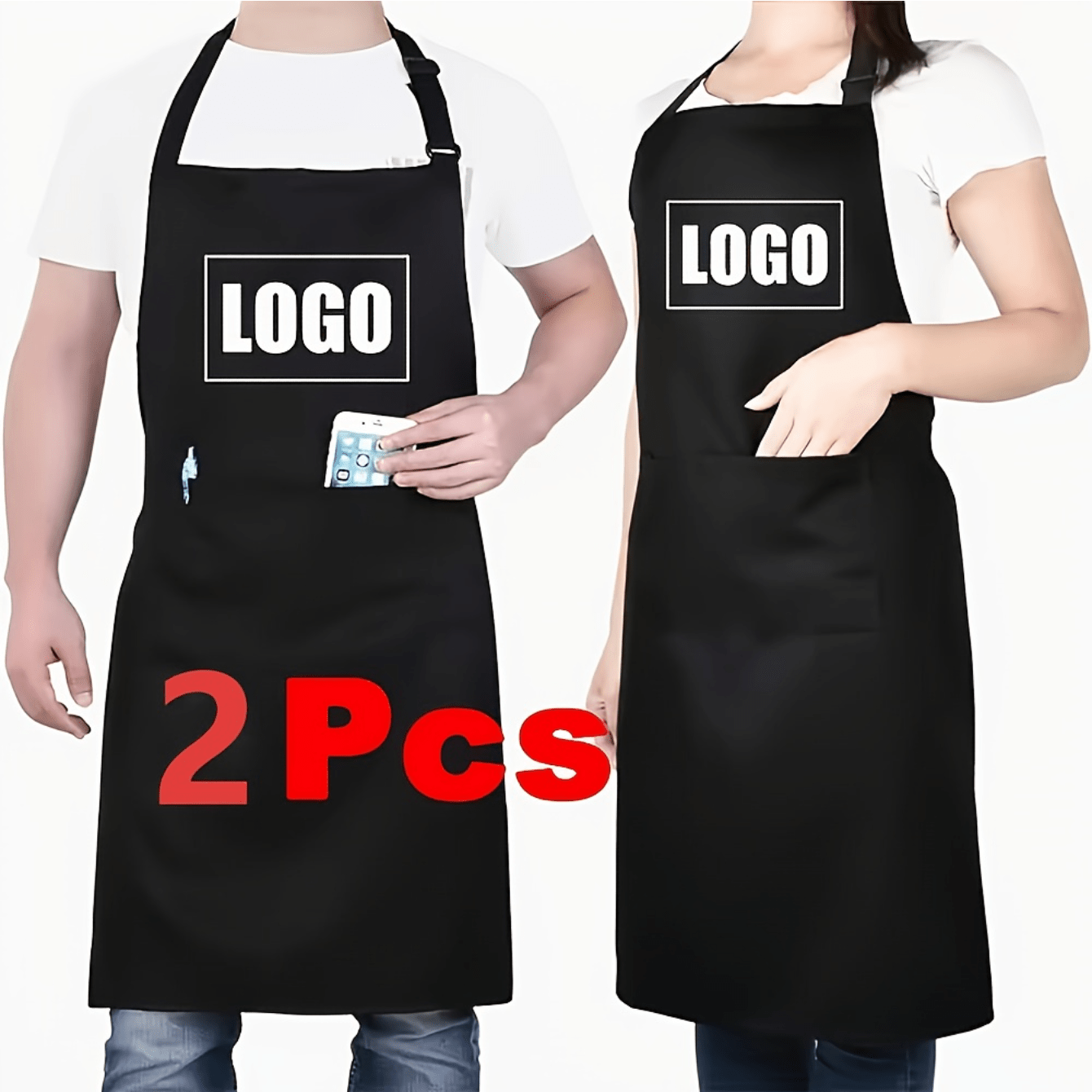 TEMU 2pcs Customizable Apron, Custom Logo And Name, Adjustable Neck And Waist, And Baking Enthusiasts, Kitchen Apron