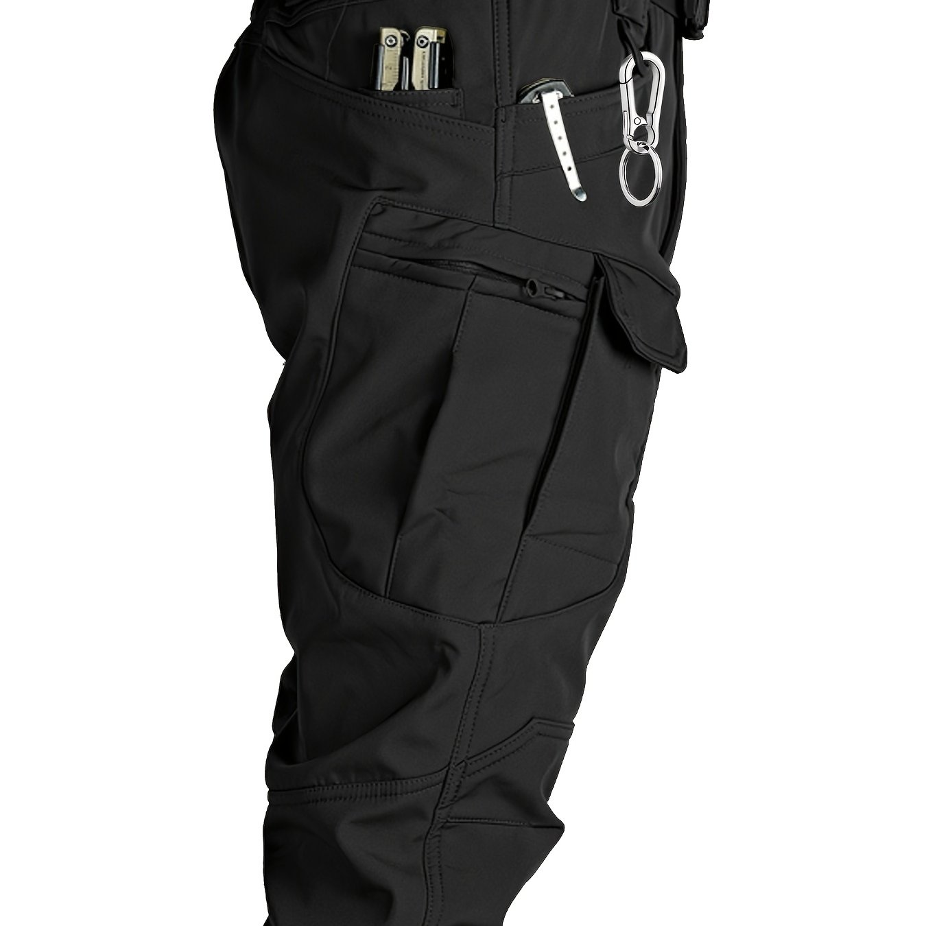TEMU Men's Tactical Cargo Pants - Micro-stretch Composite Fabric, Multi-pocket, Regular Fit, Machine Washable - Elastic Waist For Everyday , Outdoor