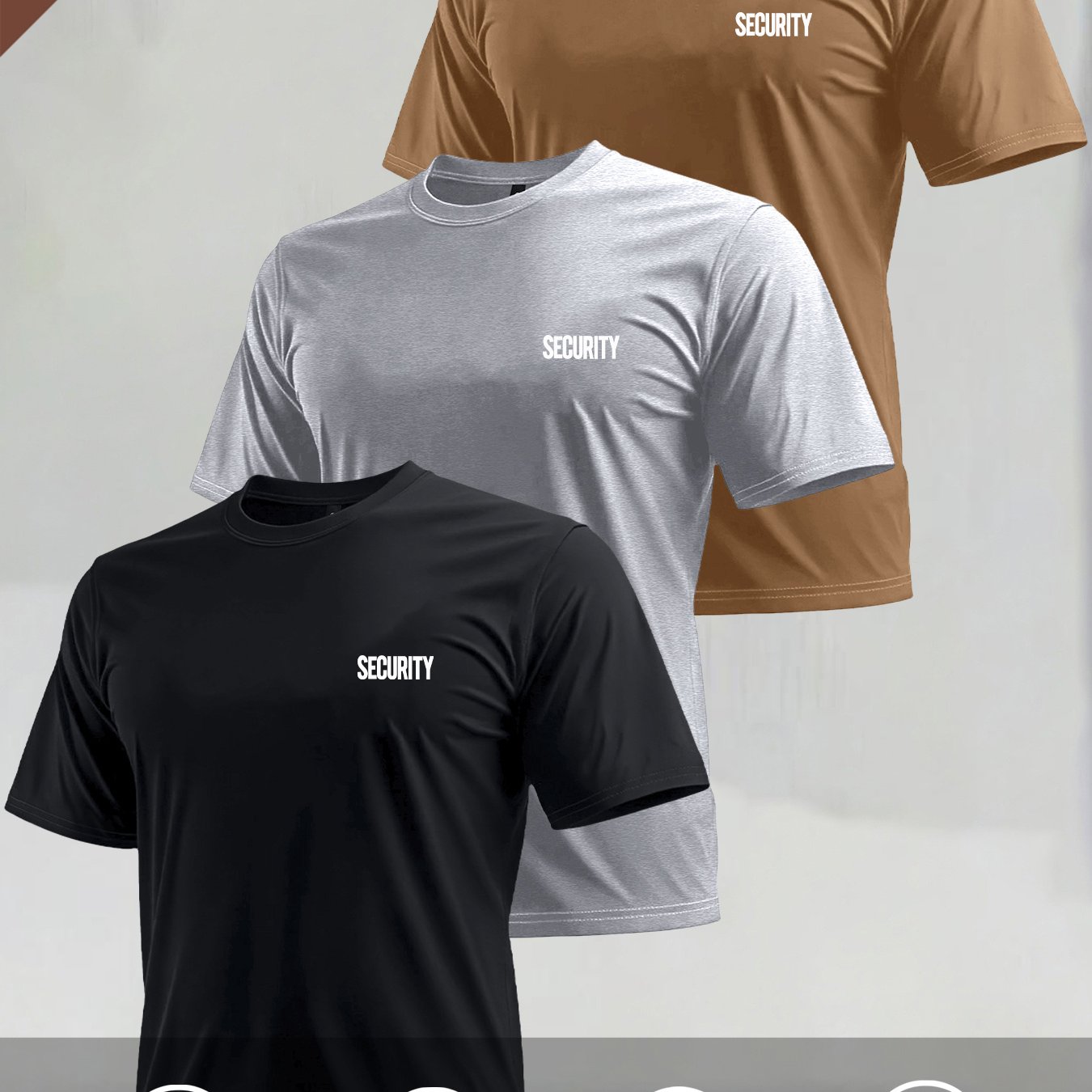 TEMU 3pcs - Men's T-shirt With Security Letter Print Design In A Style | Suitable For Commuting, City Strolls, Outdoor Sports, Beach Vacations, Gym