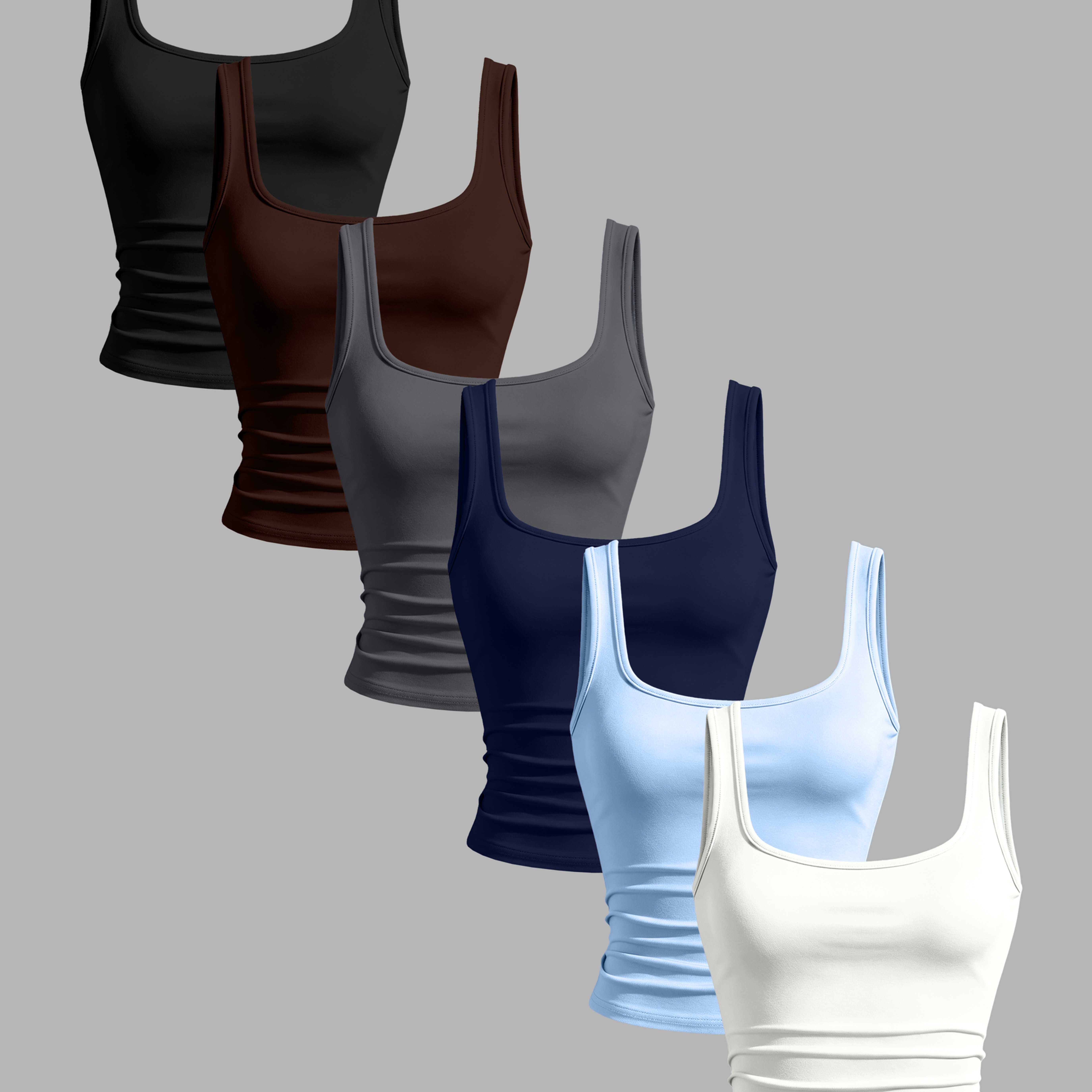 TEMU 6pcs Set, New Women's Fashionable And Sexy Trendy Hem Tank Top, Suitable For Spring, Summer, And Autumn Wear