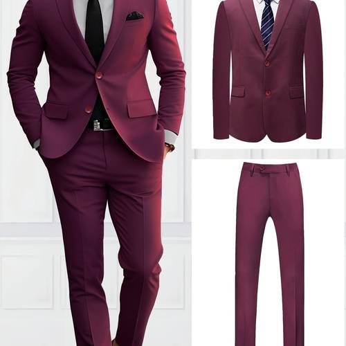 mens two piece suit consisting of a coat and trousers high end solid color formal business attire suitable for weddings performances and parties