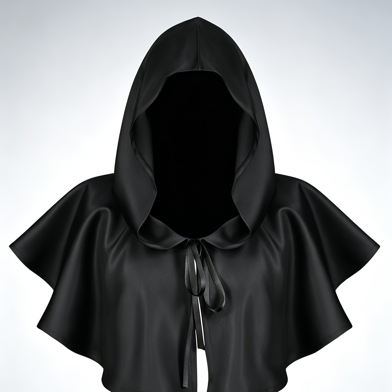 TEMU New Halloween Costume Black Hooded Cape Solid Scarf Size Large Stage Play Mysterious Halloween Unisex Adult Clothing Role-playing Party Costume