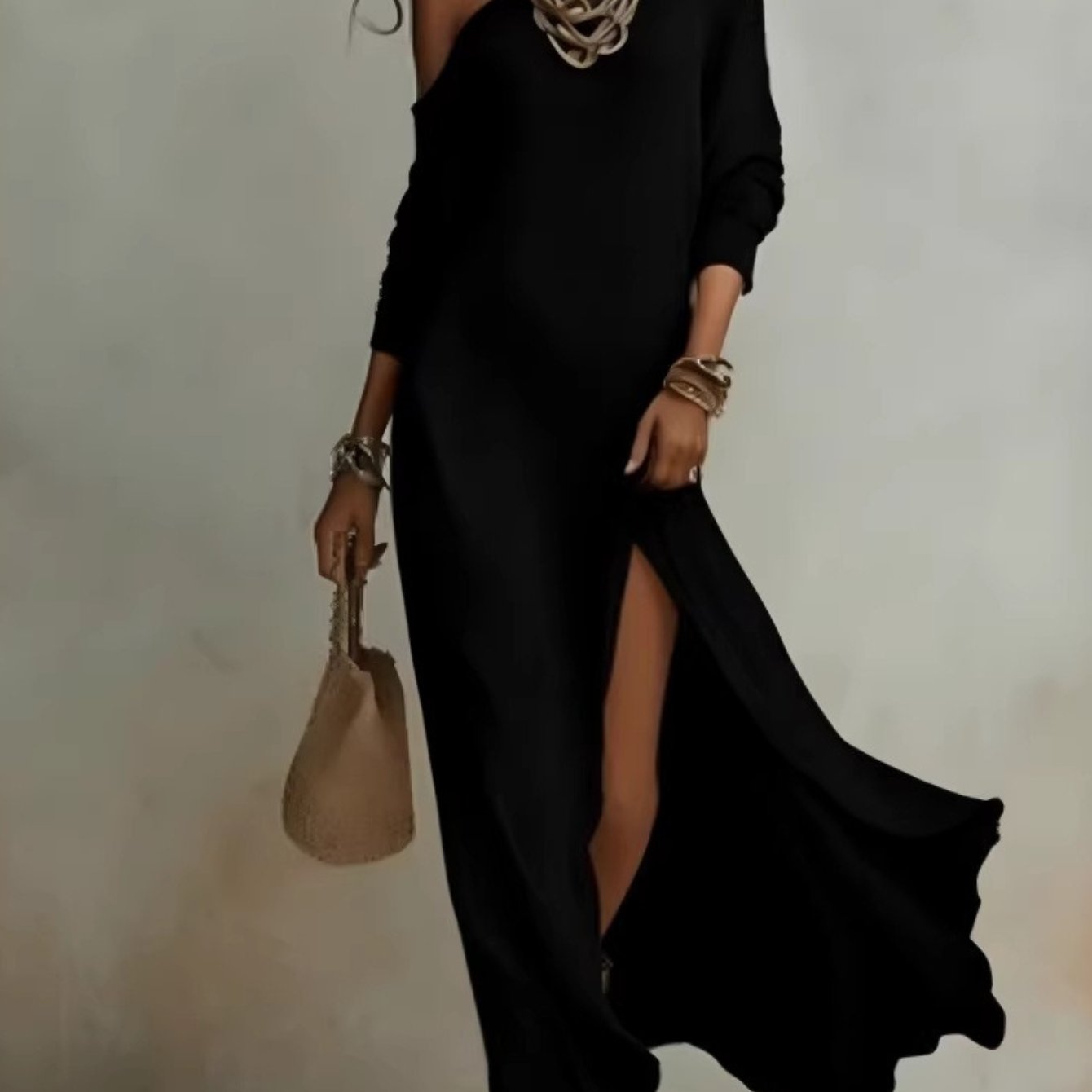TEMU Nuovo Elegante Abito Estivo da Donna a Maniche Lunghe con Plissettature e