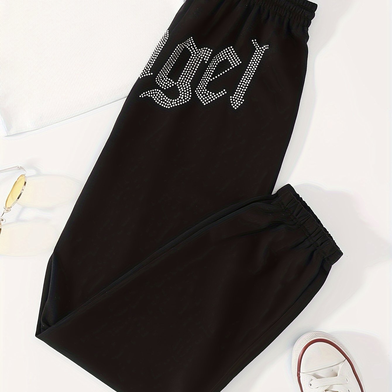 Ladies' Stylish Rhinestone Long Pants