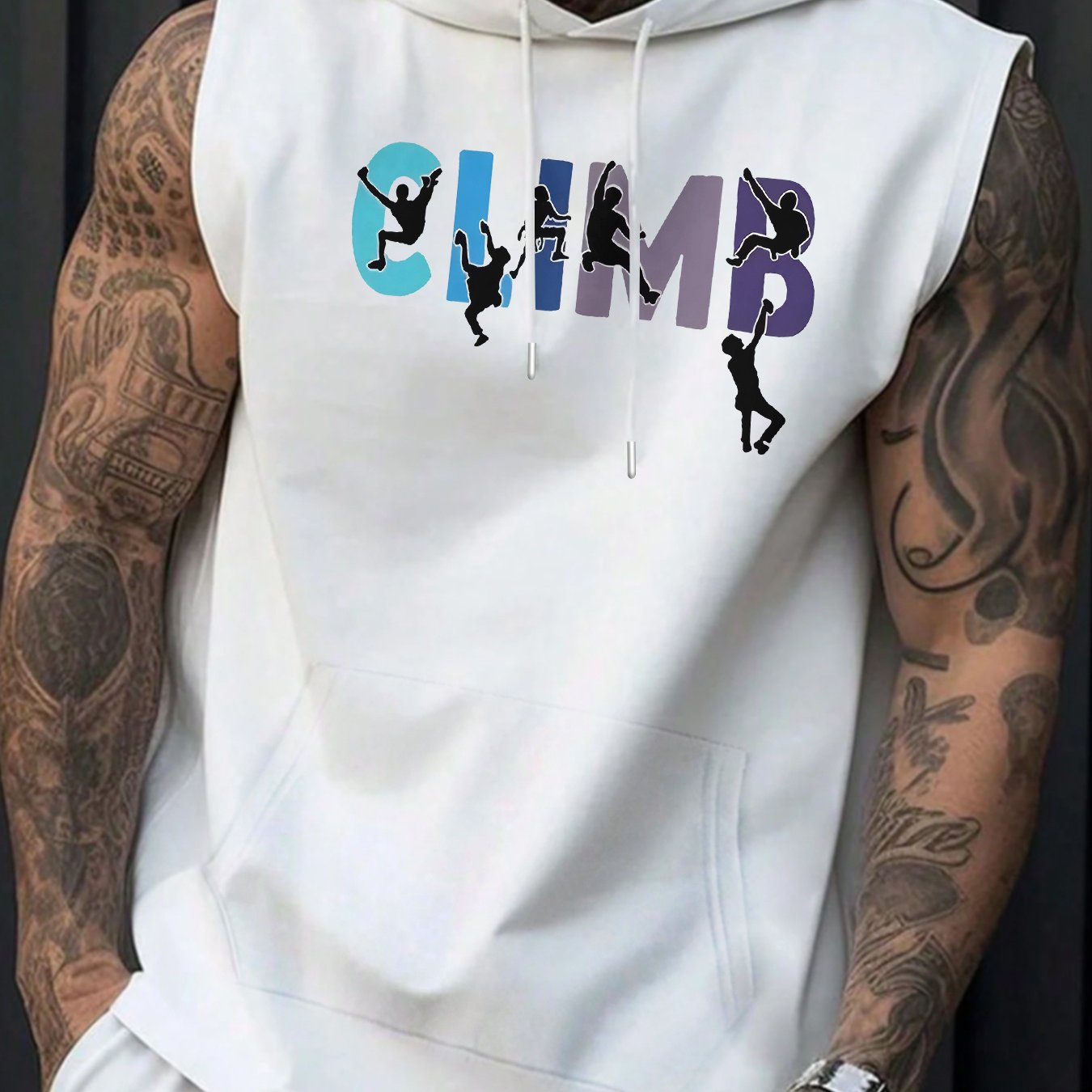 TEMU Men's Hooded Sleeveless Shirt - Gym Climbing Training Outdoor Sports Apparel, Lightweight Breathable Athletic Top With Hood For Rock Climbing,