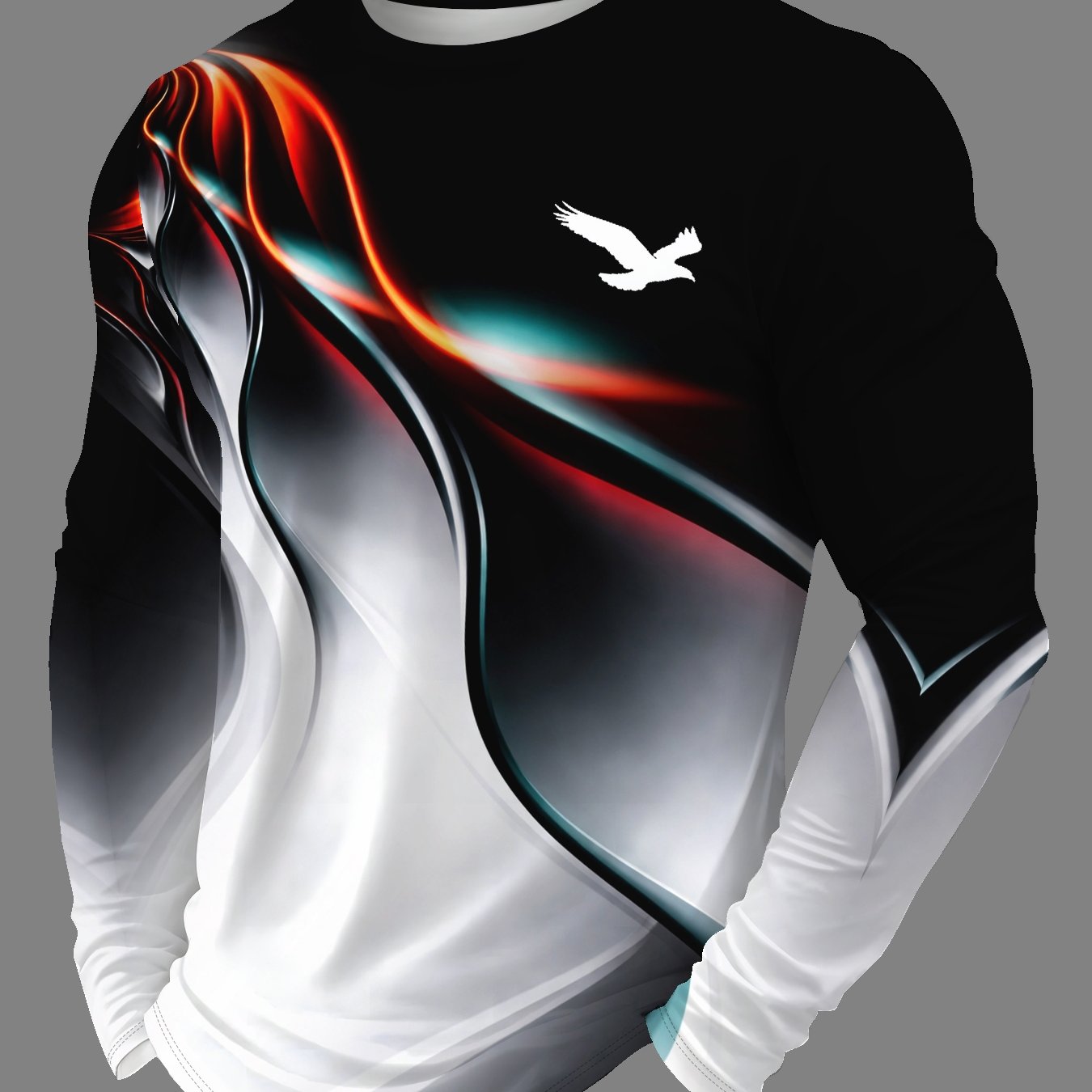 TEMU Men's Trendy Printed Long-sleeve Top, Versatile For Outdoor Sports, Daily Casual Wear, Shopping, And Travel. Stylish And Versatile, Comfortable