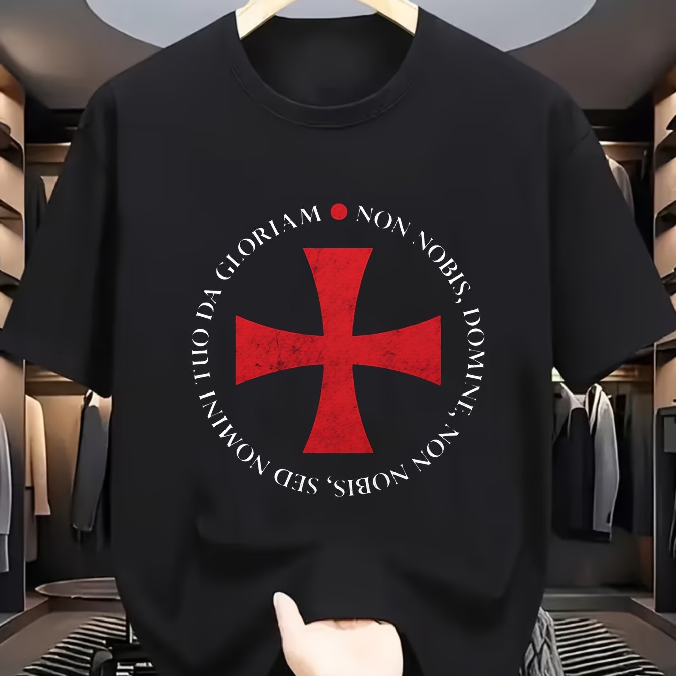 Cross Men's Casual Short Sleeve T-shirt Crew Neck 100% Comfortable Fabric Holiday Essential
