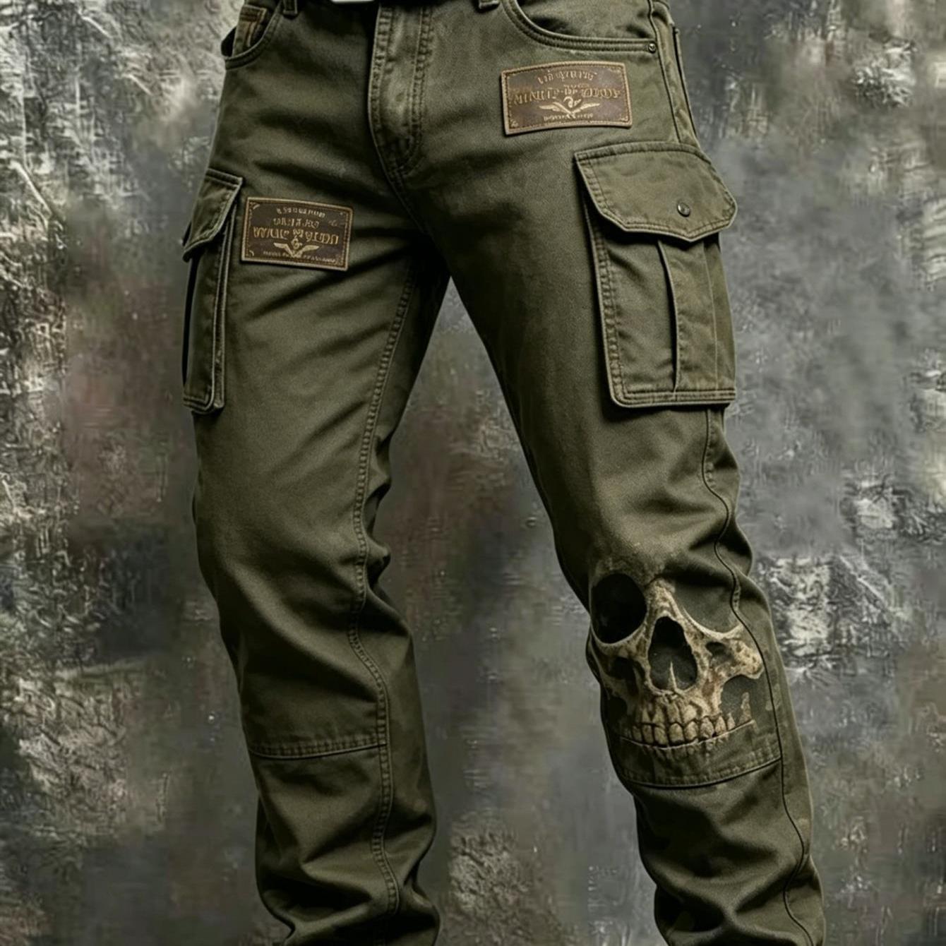 TEMU [printed Design - Not Textured] 2026 European And American Men's Pants Printing New Trousers, Wearable In , Suitable For Daily , Leisure Sports,