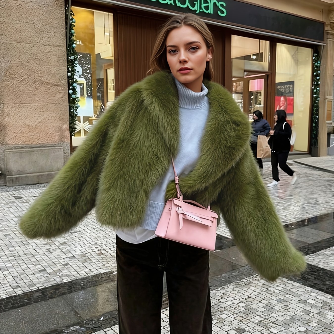 TEMU Pantaloncini invernali da donna in pelliccia, a , larghi e