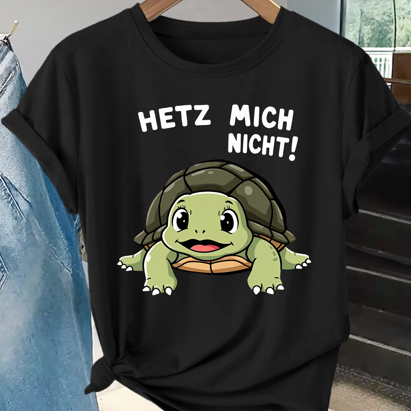 TEMU Plus Size Women's Short-sleeved T-shirt Cute Turtle Fun German -friendly And Breathable Round Neck Top Spring, Summer And Autumn Casual Loose