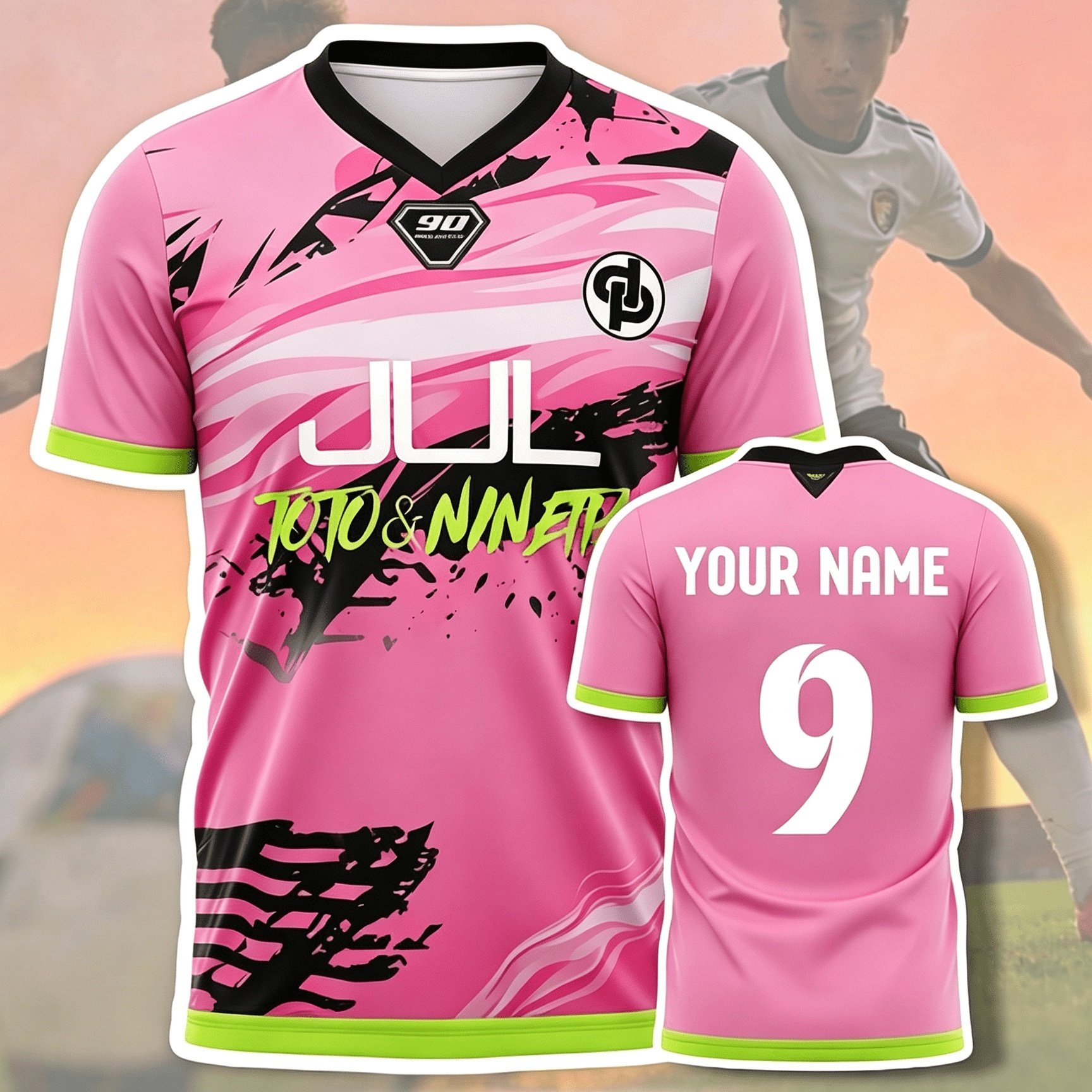 TEMU Maillot de foot col en V personnalisable pour adultes - Nom et numéro personnalisés, polyester respirant, idéal pour les fêtes d'été et ,