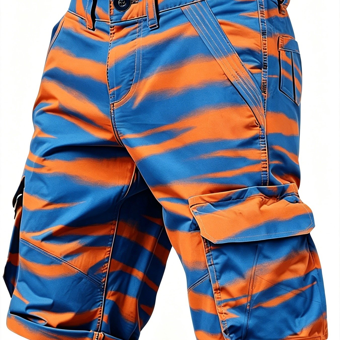 Men's Belt- Shorts With Prints & Multiple Pockets - Breathable Non-denim Fabric Suitable For Daily Wear, Travel, Outdoor | Beltless Shorts, Machine Washable Regular Fit For Designs