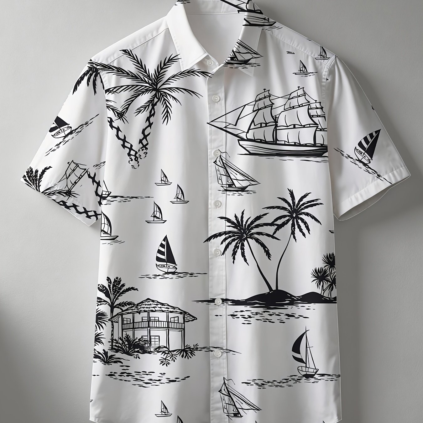 TEMU Chemise Homme Manches Courtes, Style Hawaïen, Impression Numérique, Décontractée Plage , Haut Homme