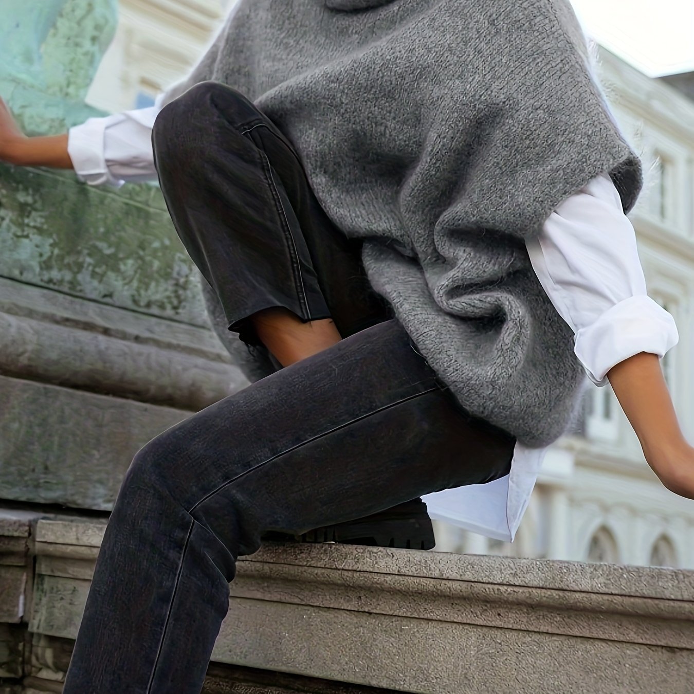 E-shop [WY0813037] Neuer Sweater Herbst Winter Western Mode Einfarbiges Turtleneck Bequemes Schal Umhang Top Damen 2025