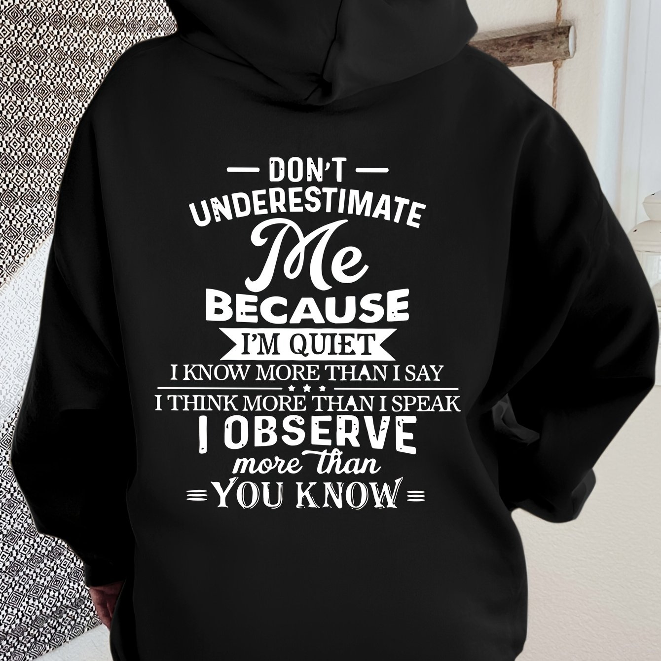 TEMU 1pc Women's Casual Letter Print Hoodie, Double-sided Polyester Knit Pullover With Drawstring Hood, Fashion Sweatshirt