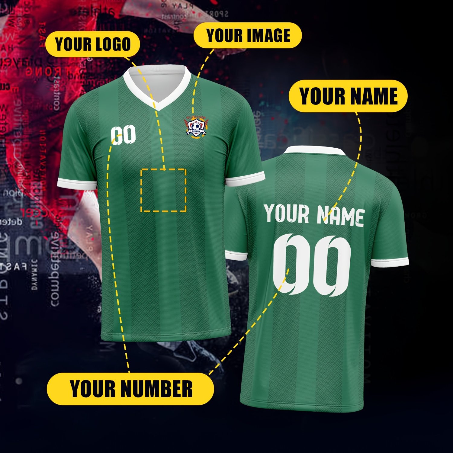 TEMU Custom V-neck Football Jersey With Name And Number, For Sports, Casual, Outdoor, And Running