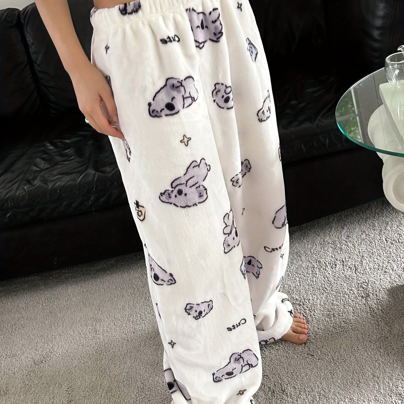 Cute Koala Print Soft Flannel Pants