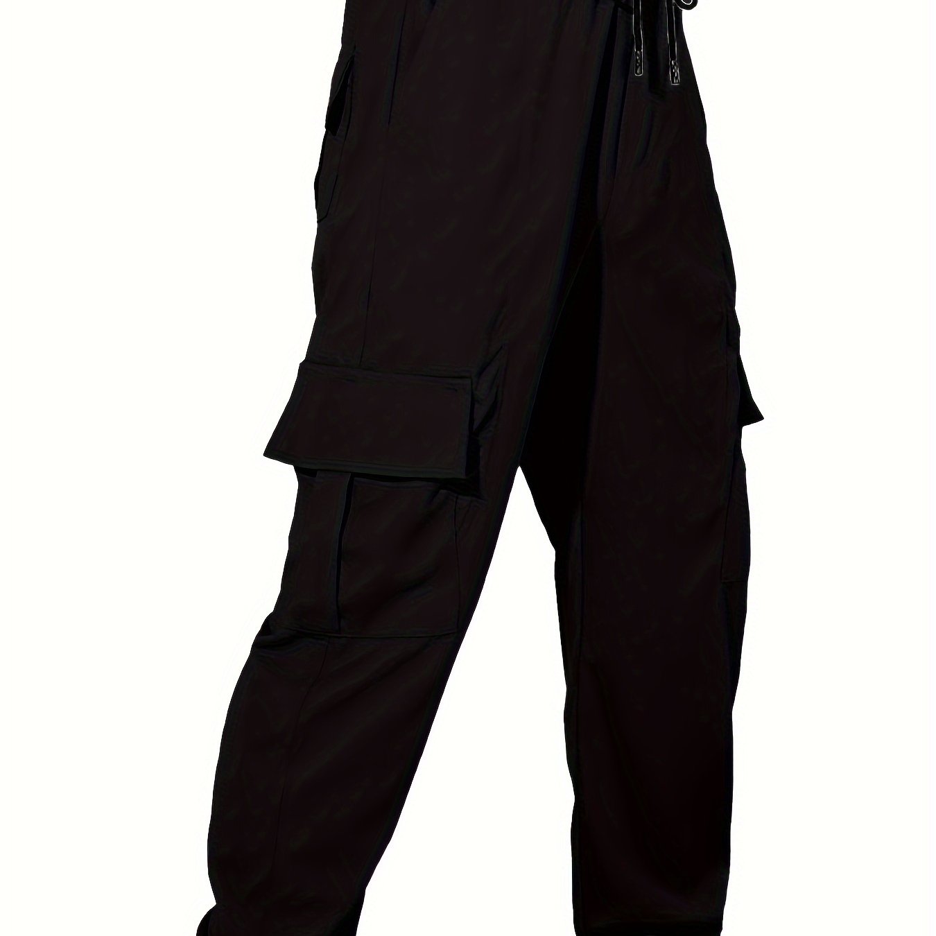 Trendy Baggy Cargo Pants Men's Black Multi Flap Pocket - Temu