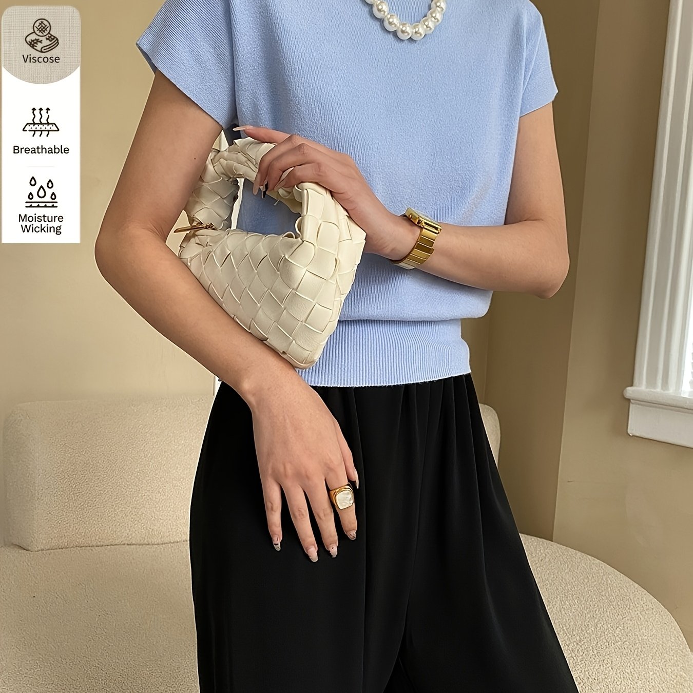 TEMU 1pc Of Summer Women' Color Slim Fit Short-sleeved Top