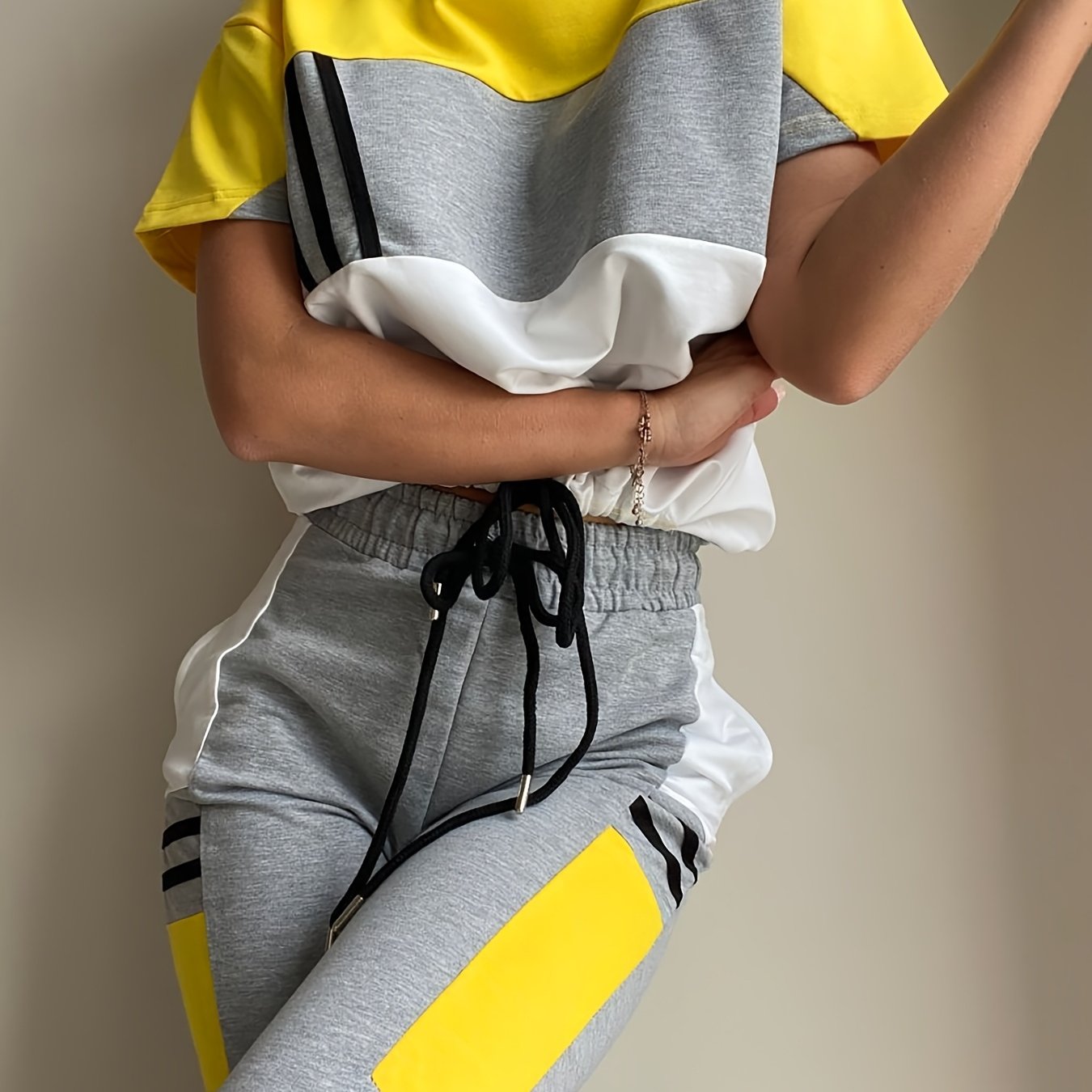TEMU Women's Color-block Pants Set - Niannian