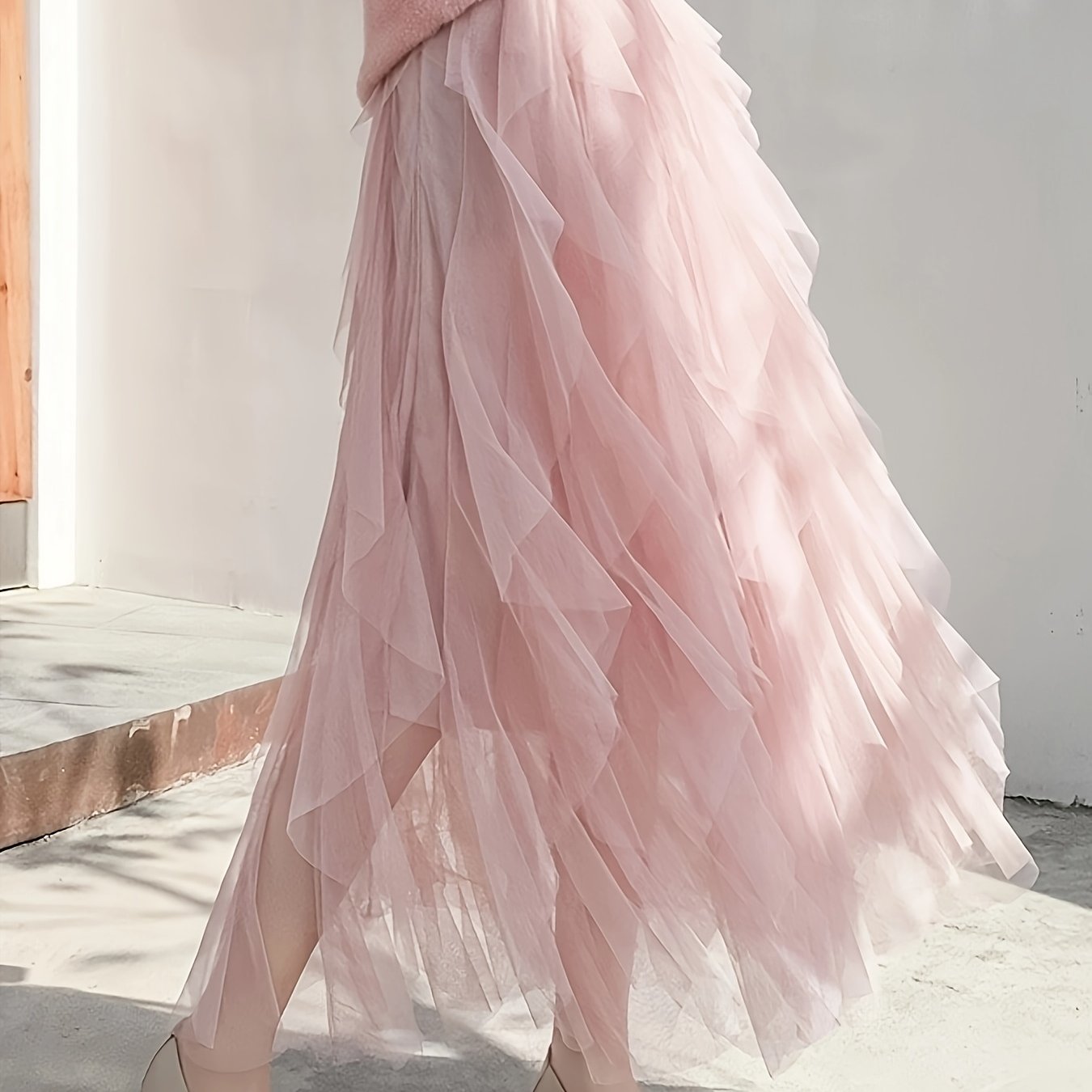 TEMU Jupe de ballet à volants superposés pour femmes, jupe à volants mi-longue à échelles