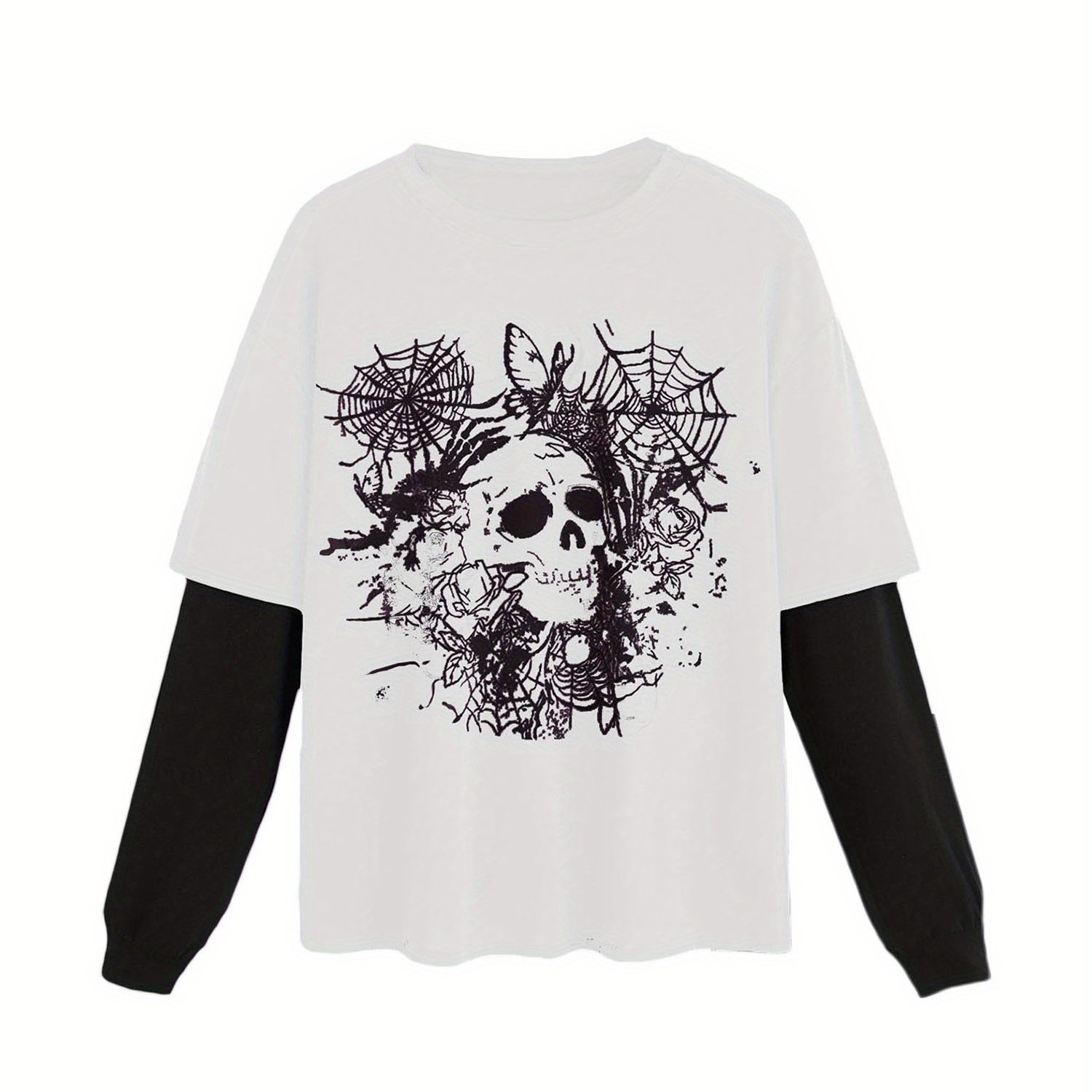 skull 00s print long sleeve y2k スワロフスキー d9e44be6-2ee9-41aa-8b2c-
